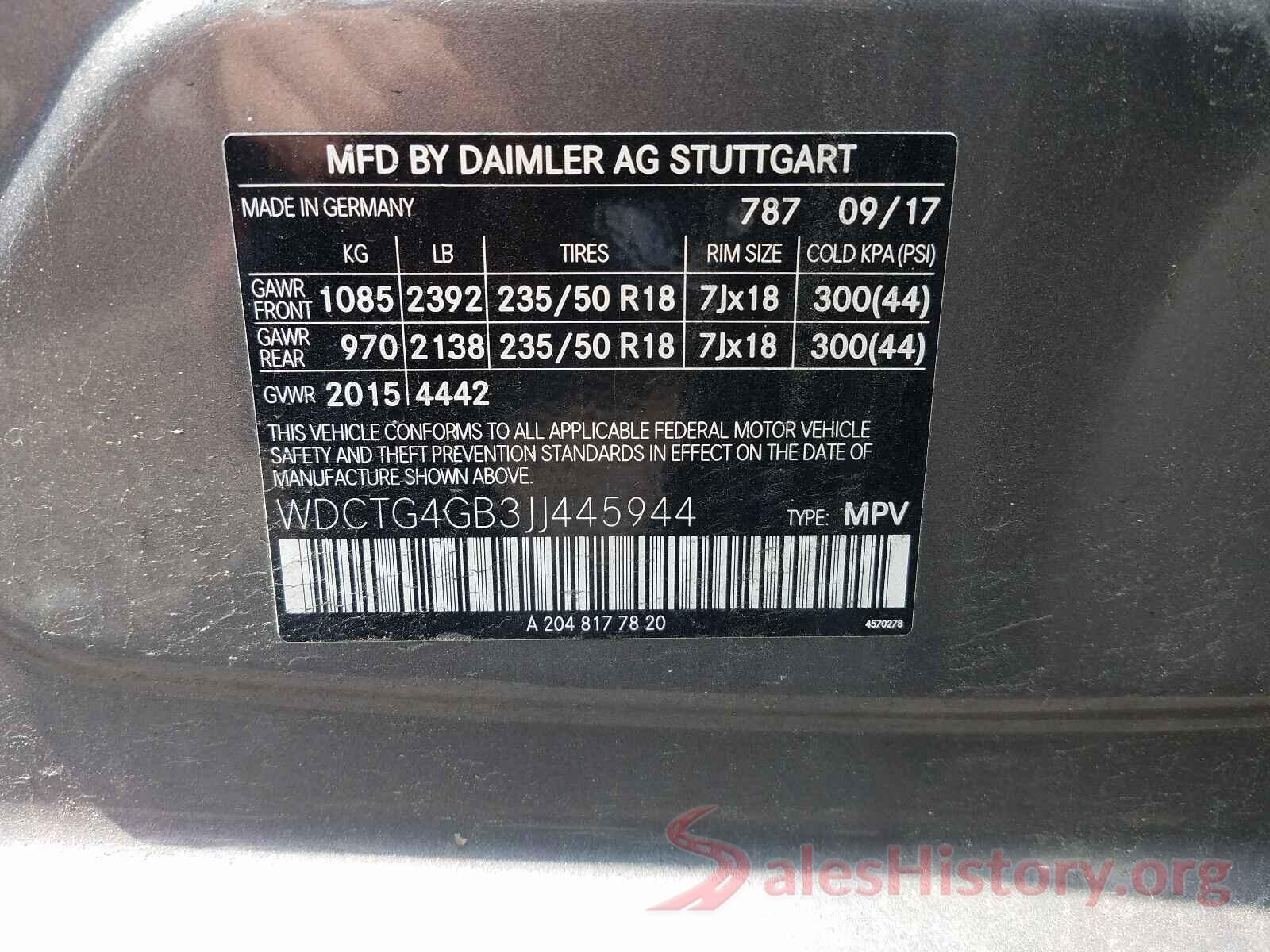 WDCTG4GB3JJ445944 2018 MERCEDES-BENZ GLA-CLASS