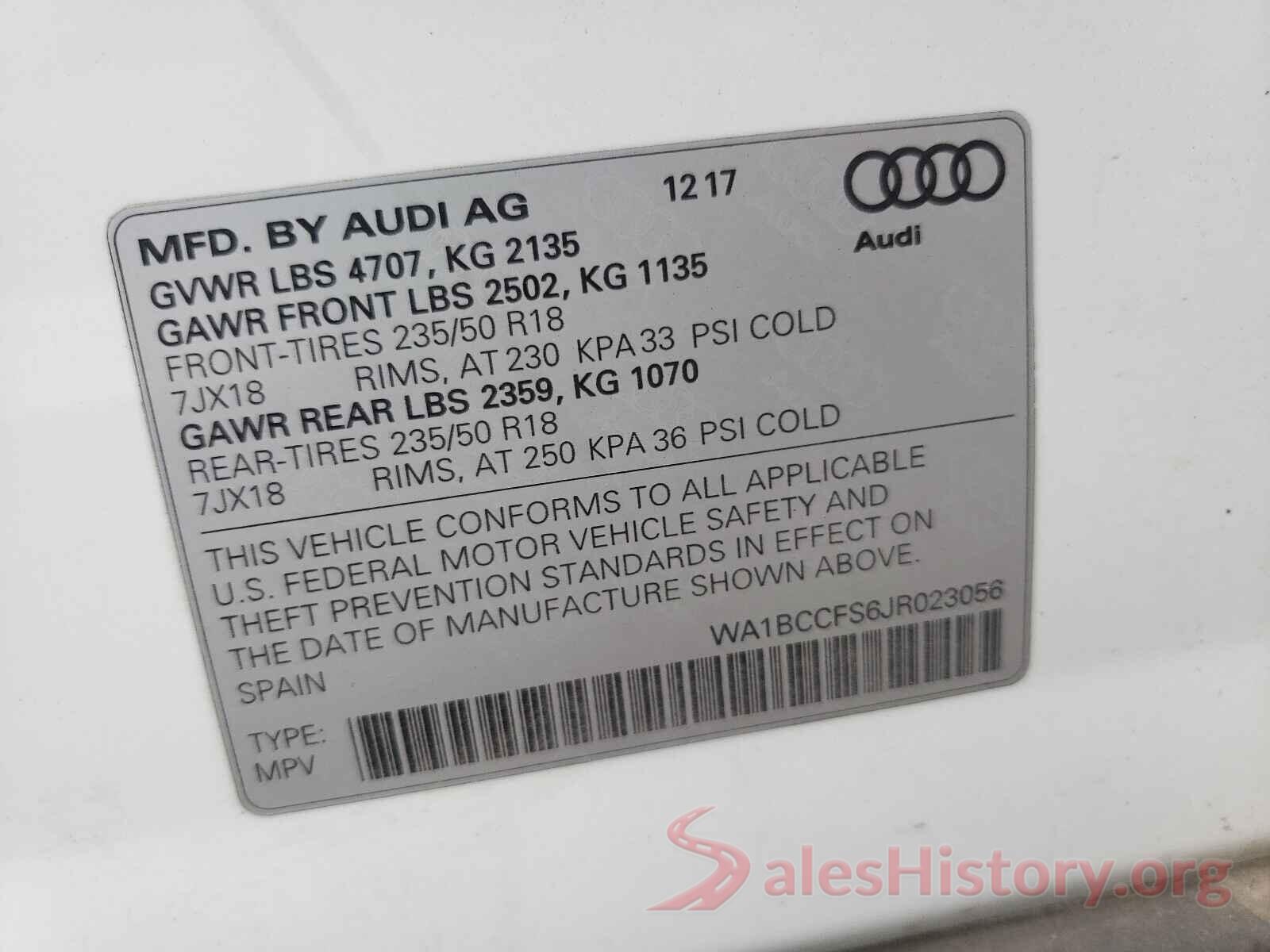 WA1BCCFS6JR023056 2018 AUDI Q3