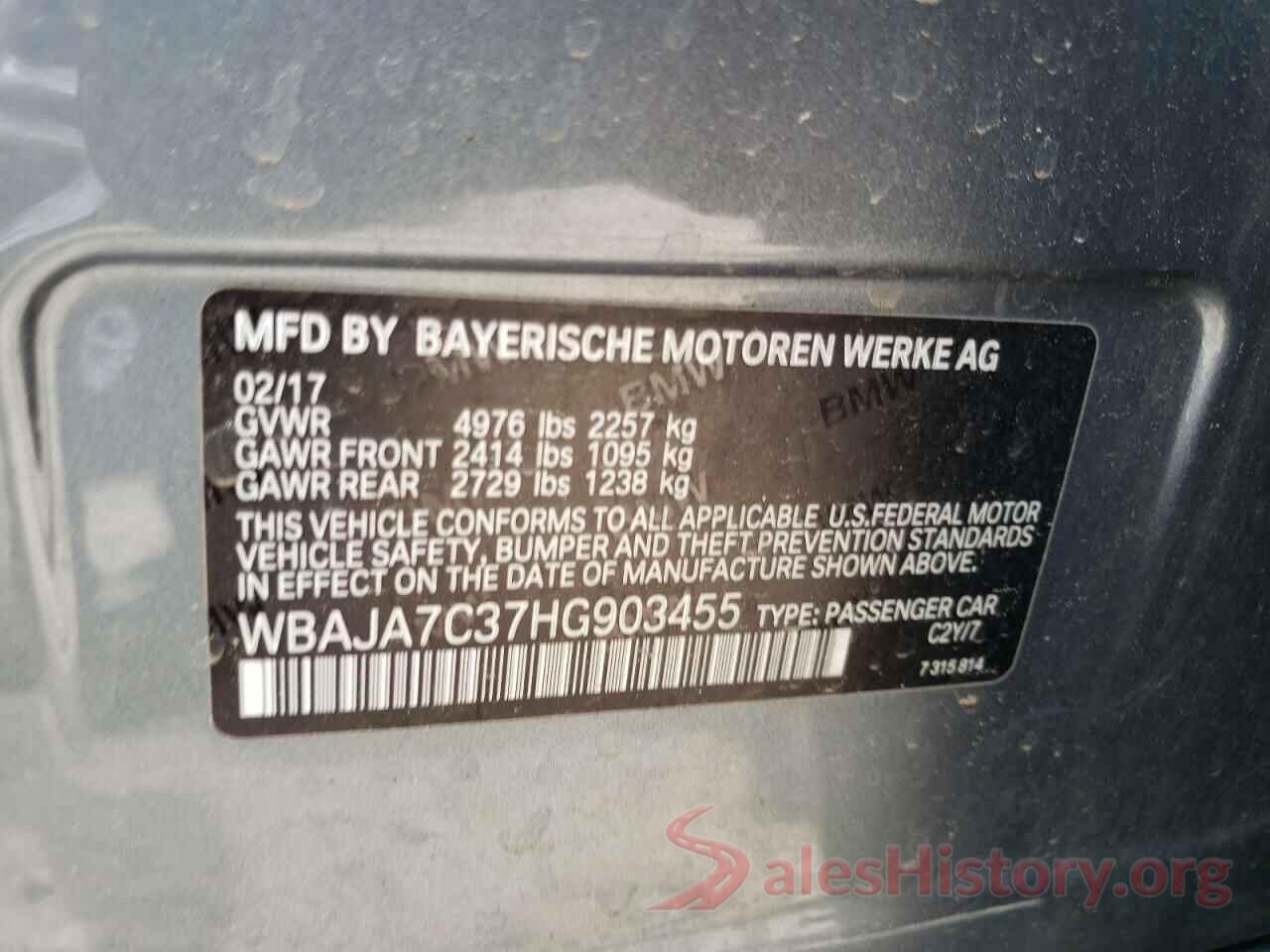 WBAJA7C37HG903455 2017 BMW 5 SERIES