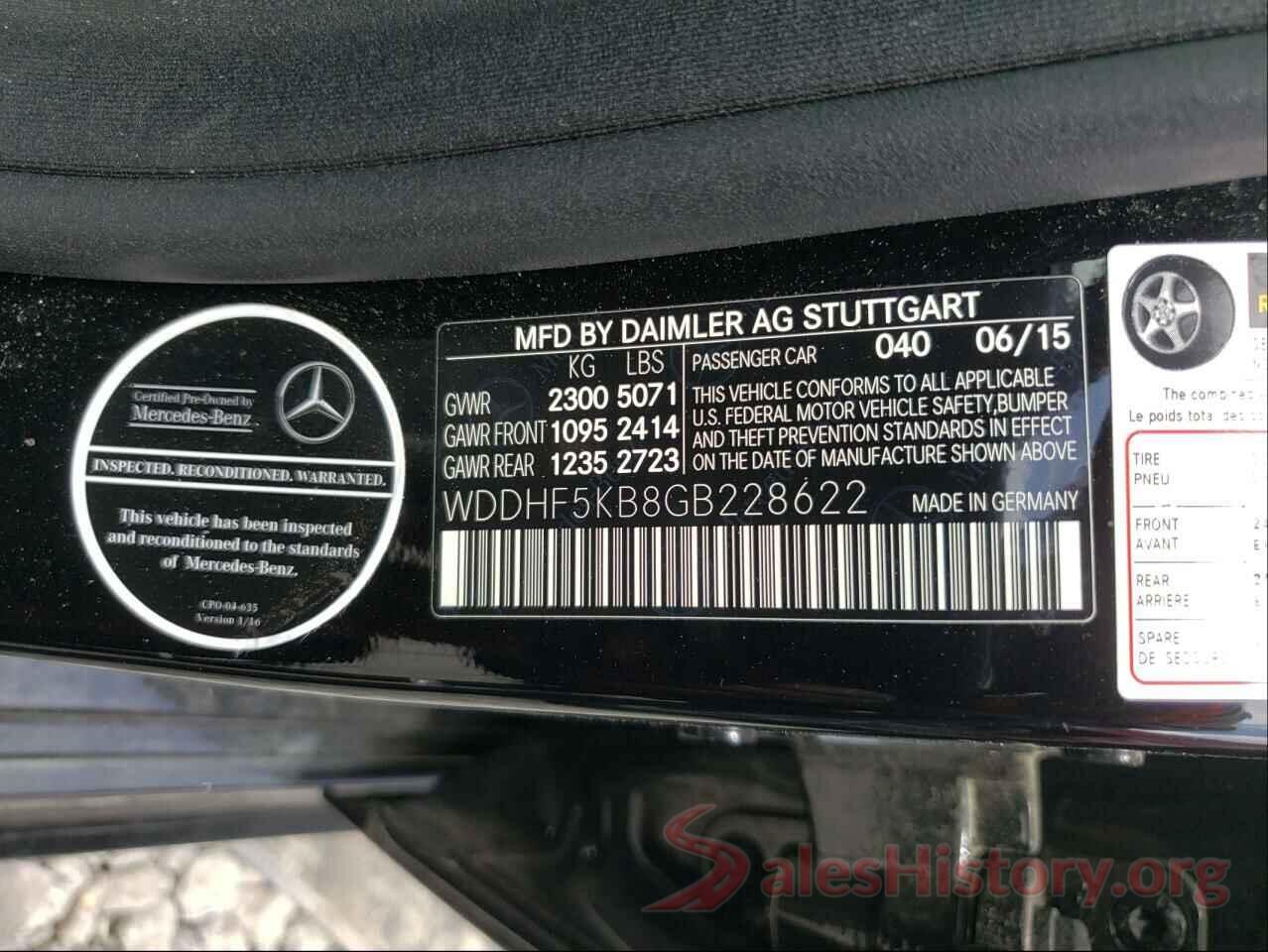 WDDHF5KB8GB228622 2016 MERCEDES-BENZ E-CLASS