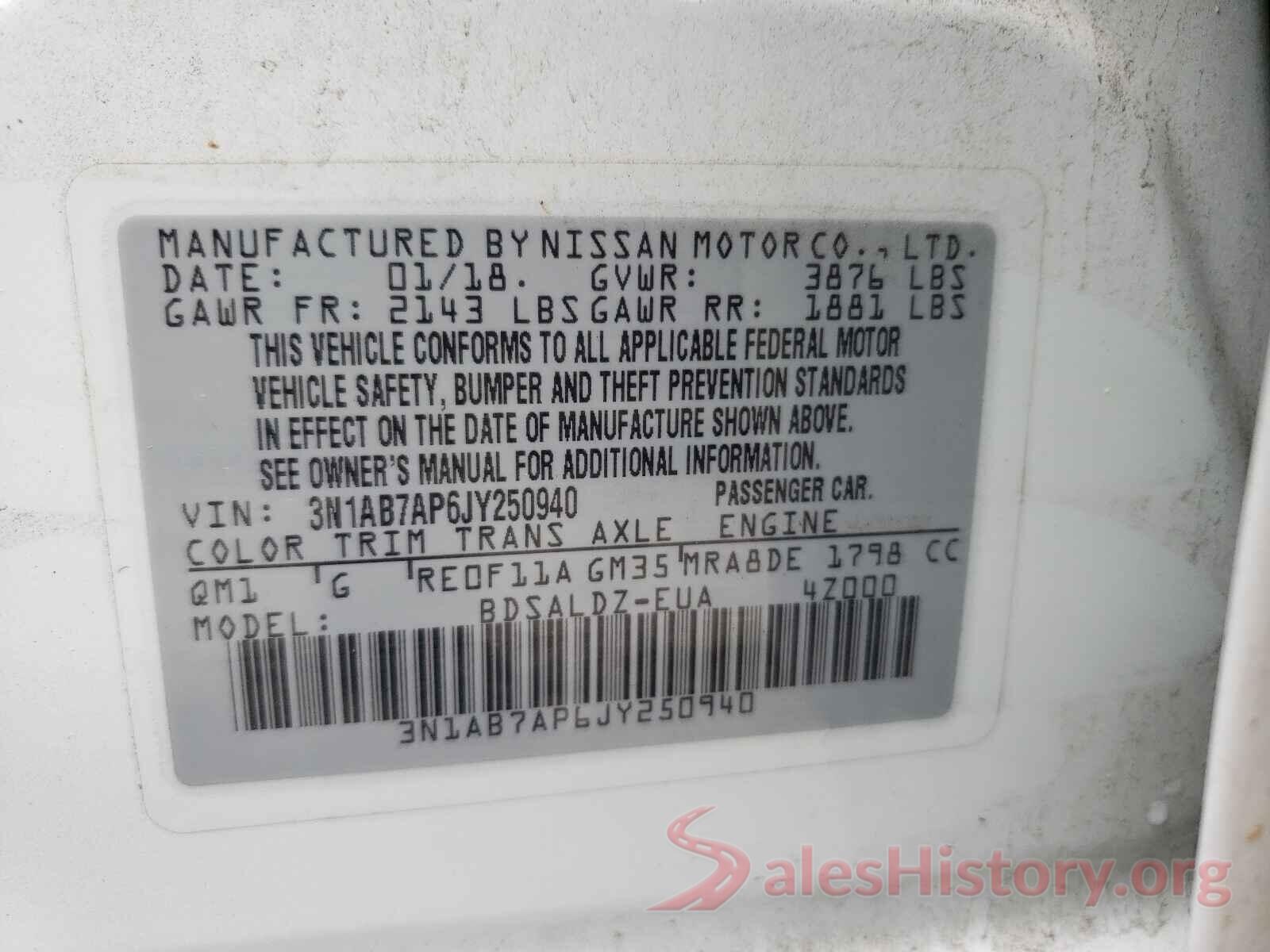 3N1AB7AP6JY250940 2018 NISSAN SENTRA