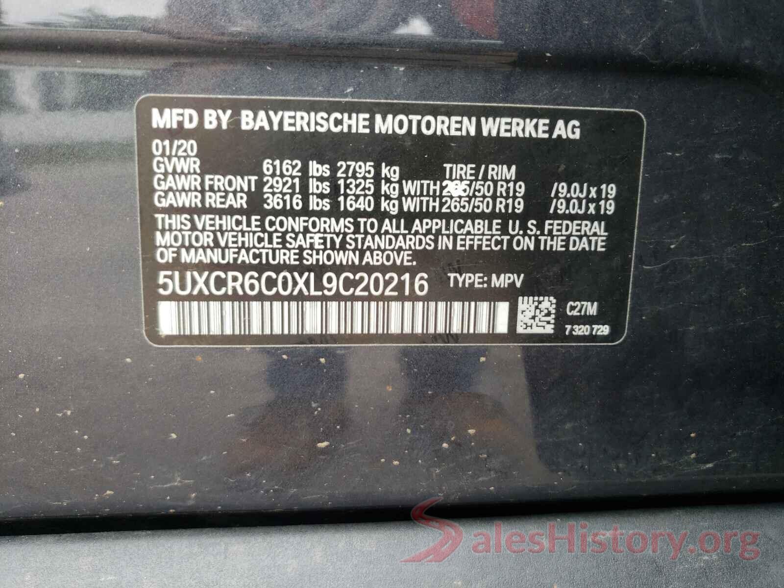 5UXCR6C0XL9C20216 2020 BMW X5