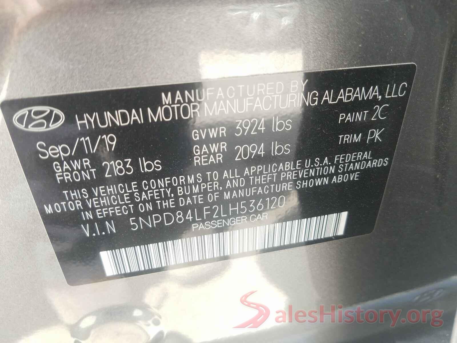 5NPD84LF2LH536120 2020 HYUNDAI ELANTRA