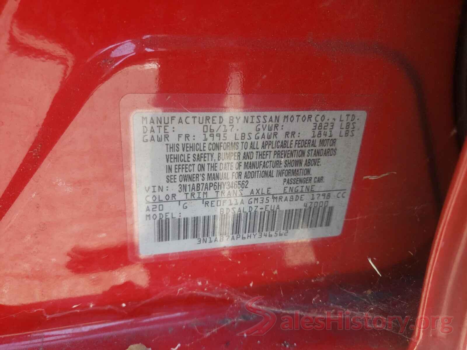 3N1AB7AP6HY346562 2017 NISSAN SENTRA