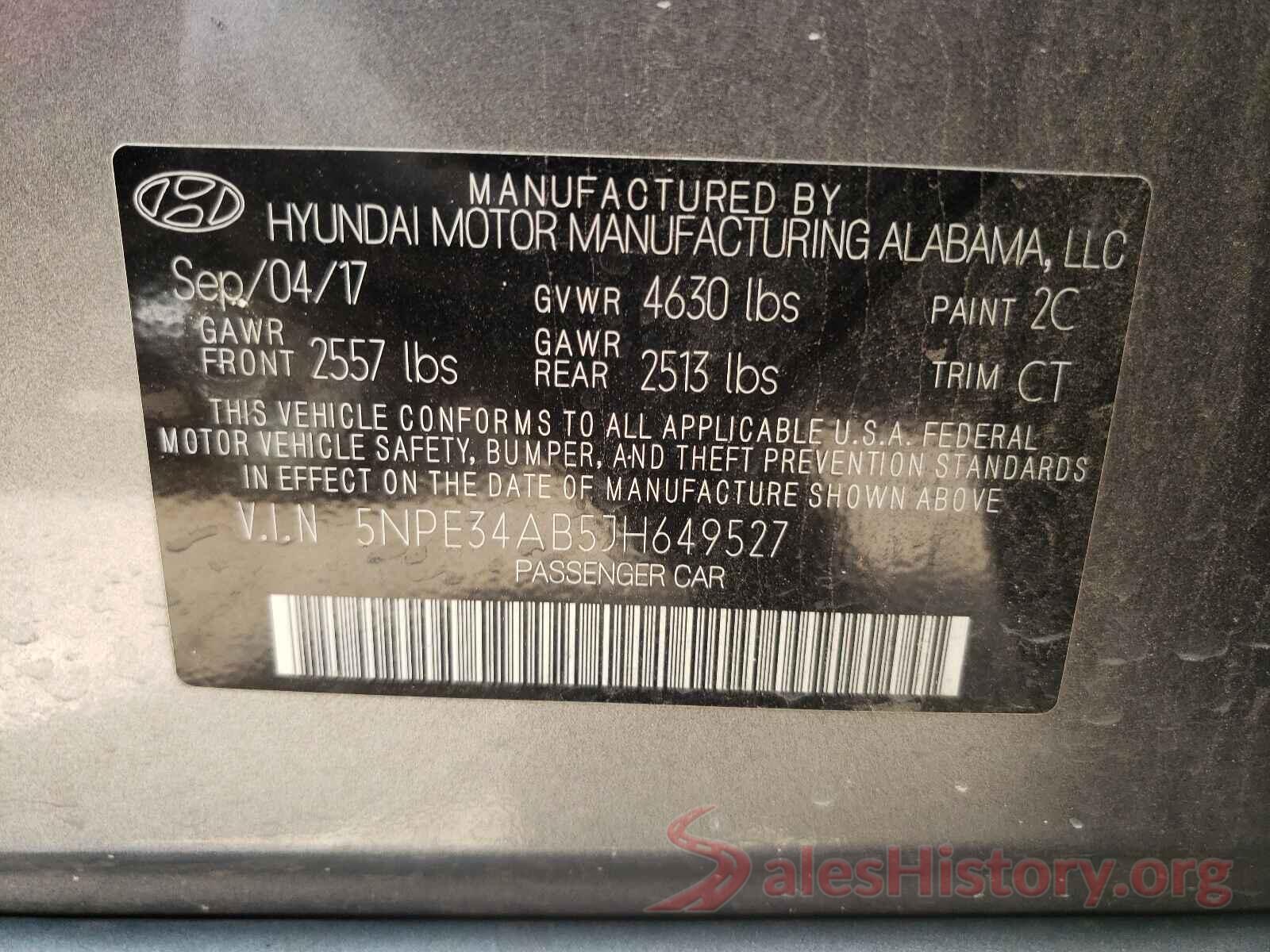 5NPE34AB5JH649527 2018 HYUNDAI SONATA