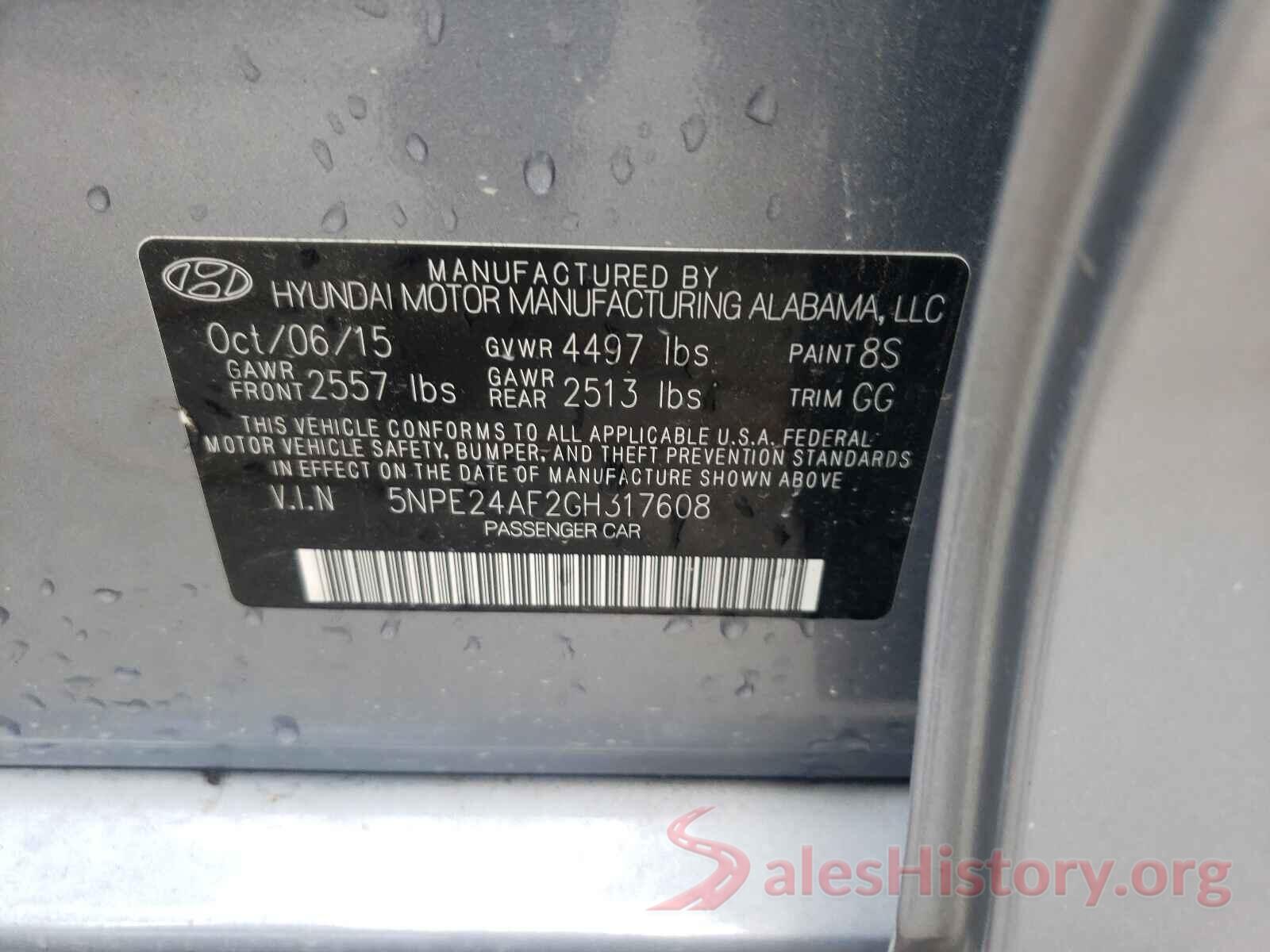 5NPE24AF2GH317608 2016 HYUNDAI SONATA