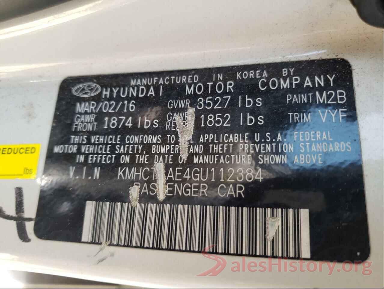 KMHCT4AE4GU112384 2016 HYUNDAI ACCENT