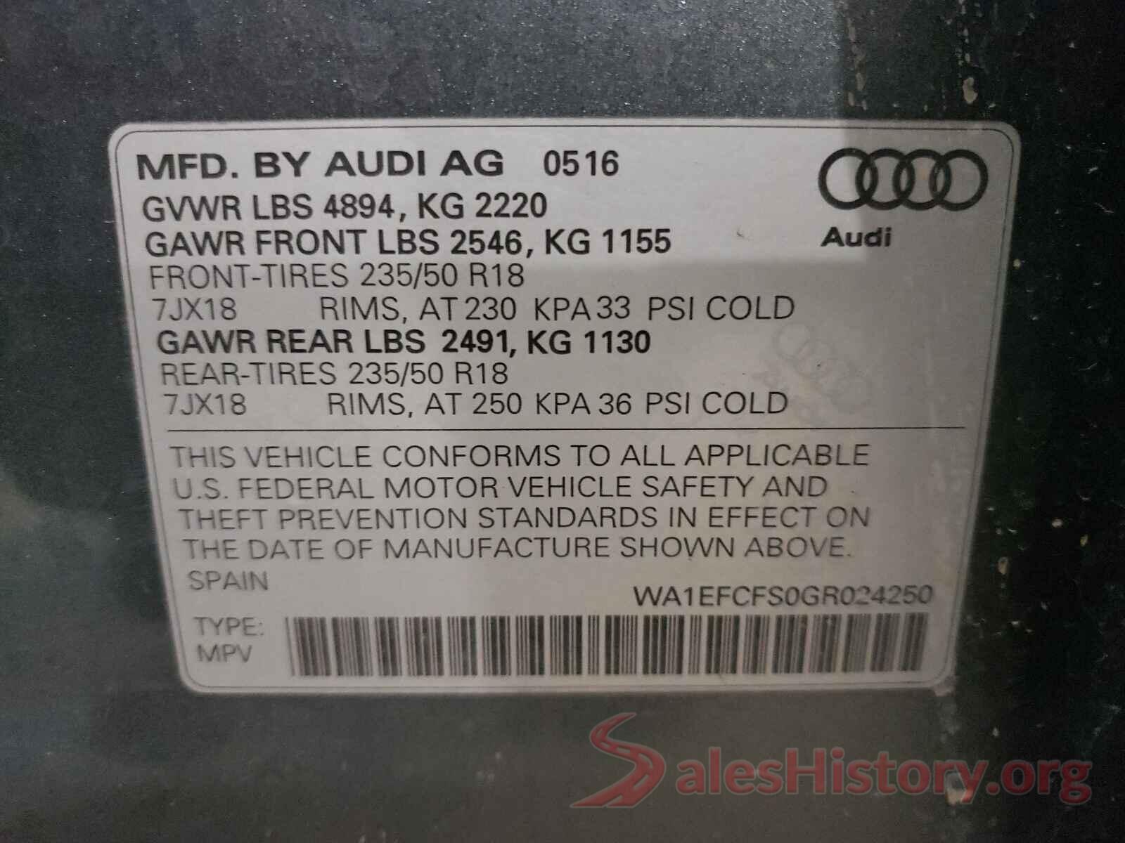 WA1EFCFS0GR024250 2016 AUDI Q3