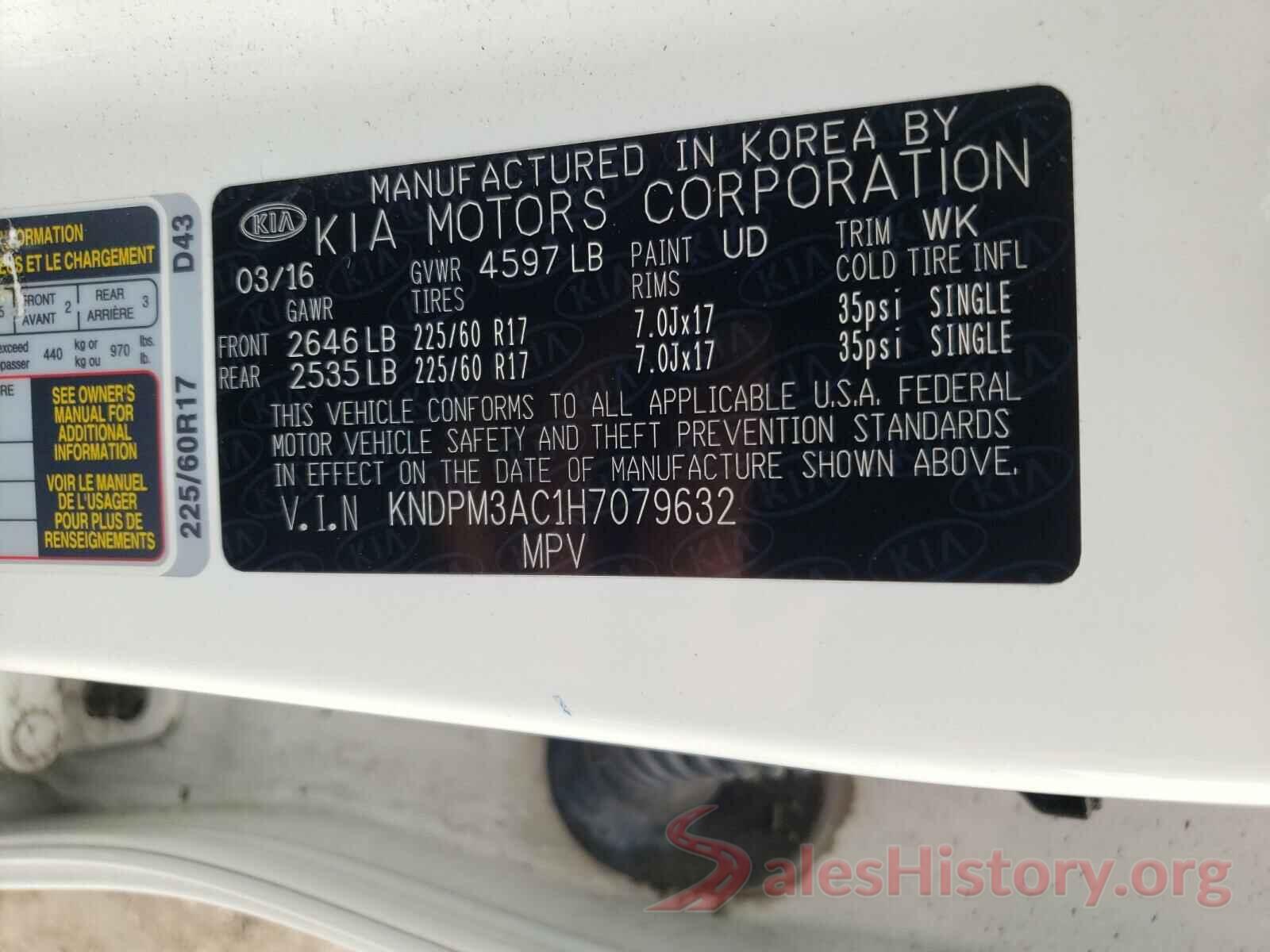 KNDPM3AC1H7079632 2017 KIA SPORTAGE