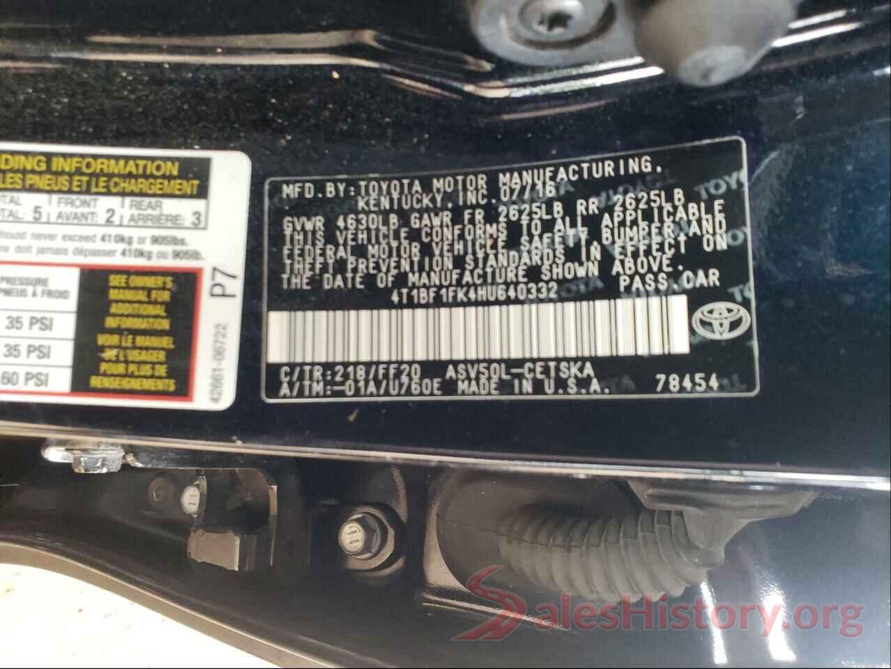 4T1BF1FK4HU640332 2017 TOYOTA CAMRY