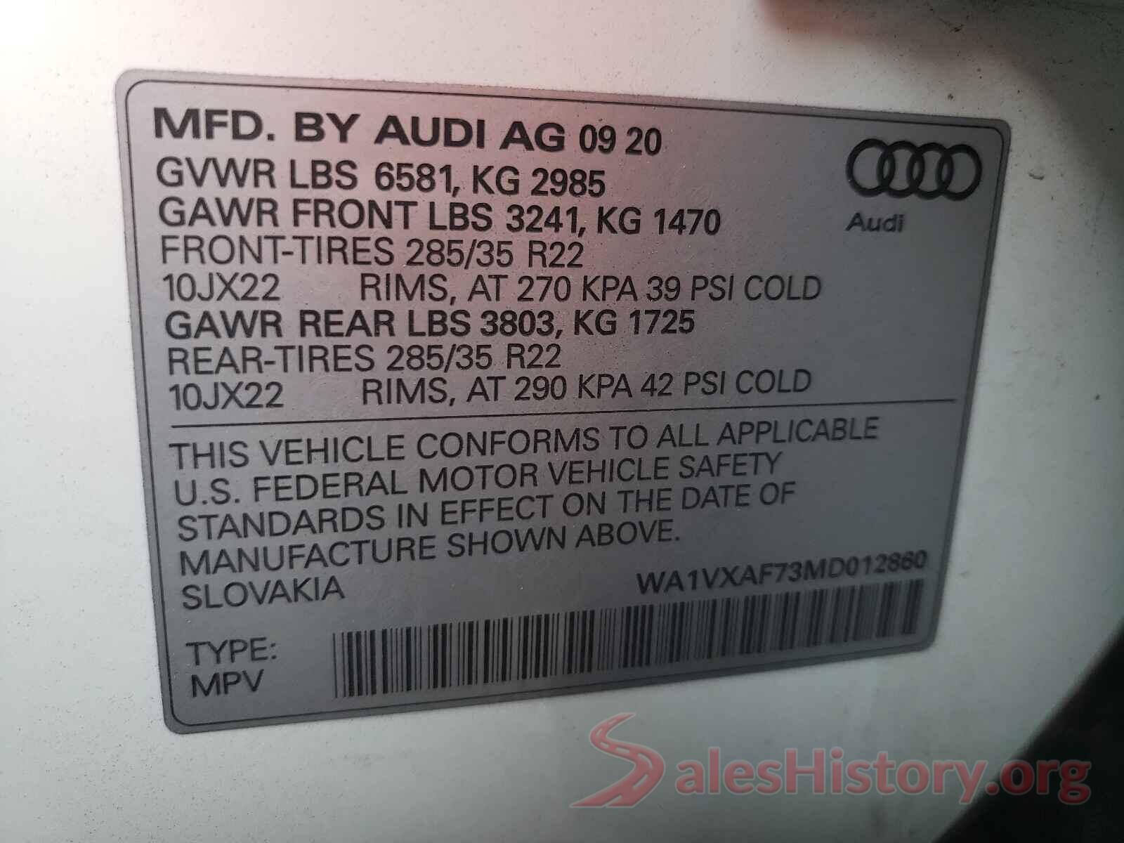 WA1VXAF73MD012860 2021 AUDI Q7