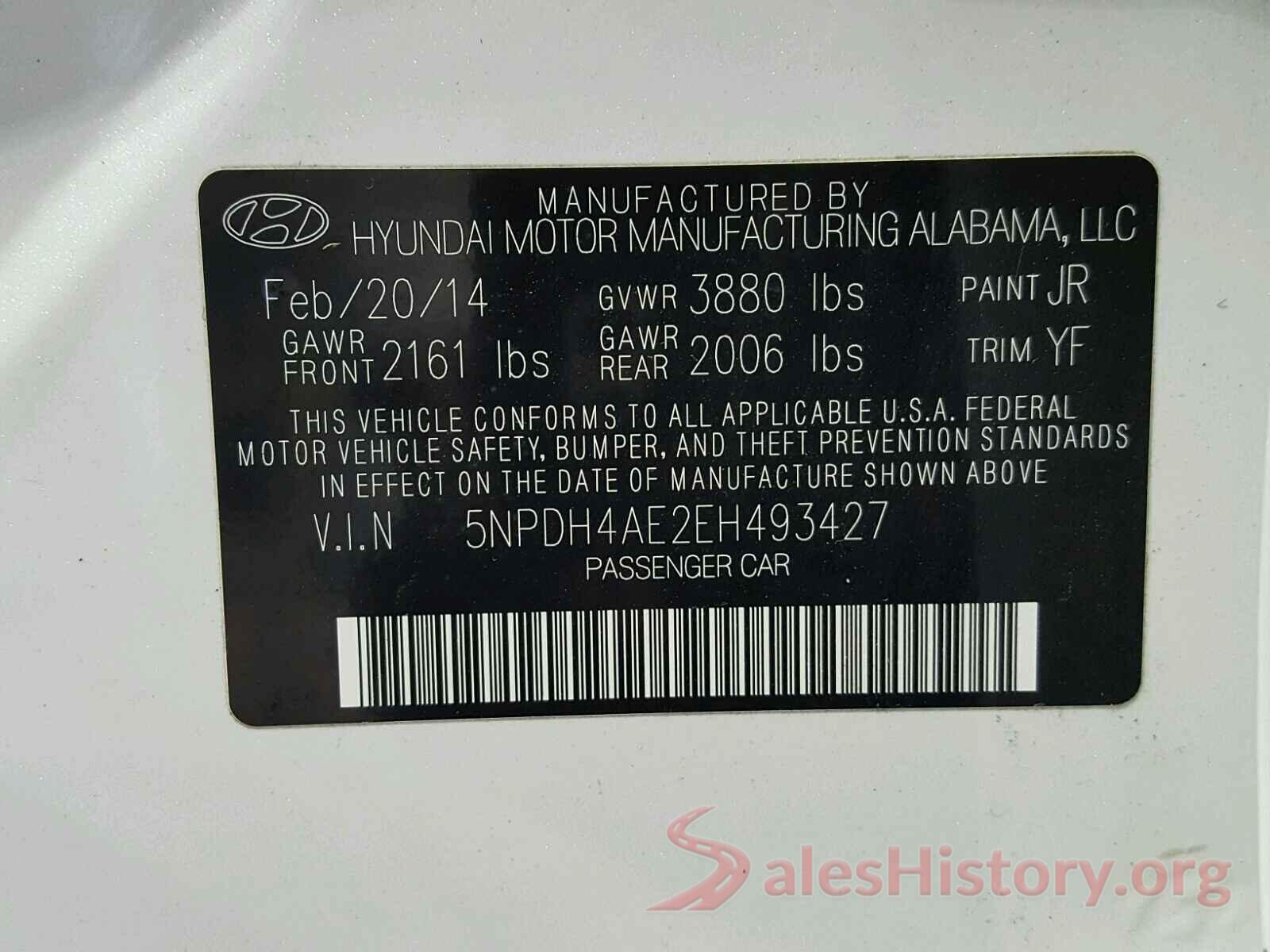 5NPDH4AE2EH493427 2014 HYUNDAI ELANTRA