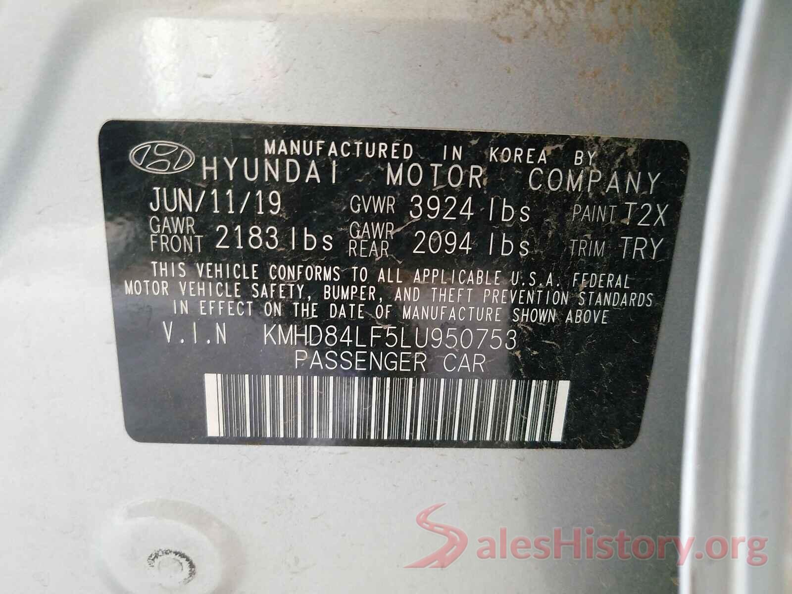 KMHD84LF5LU950753 2020 HYUNDAI ELANTRA