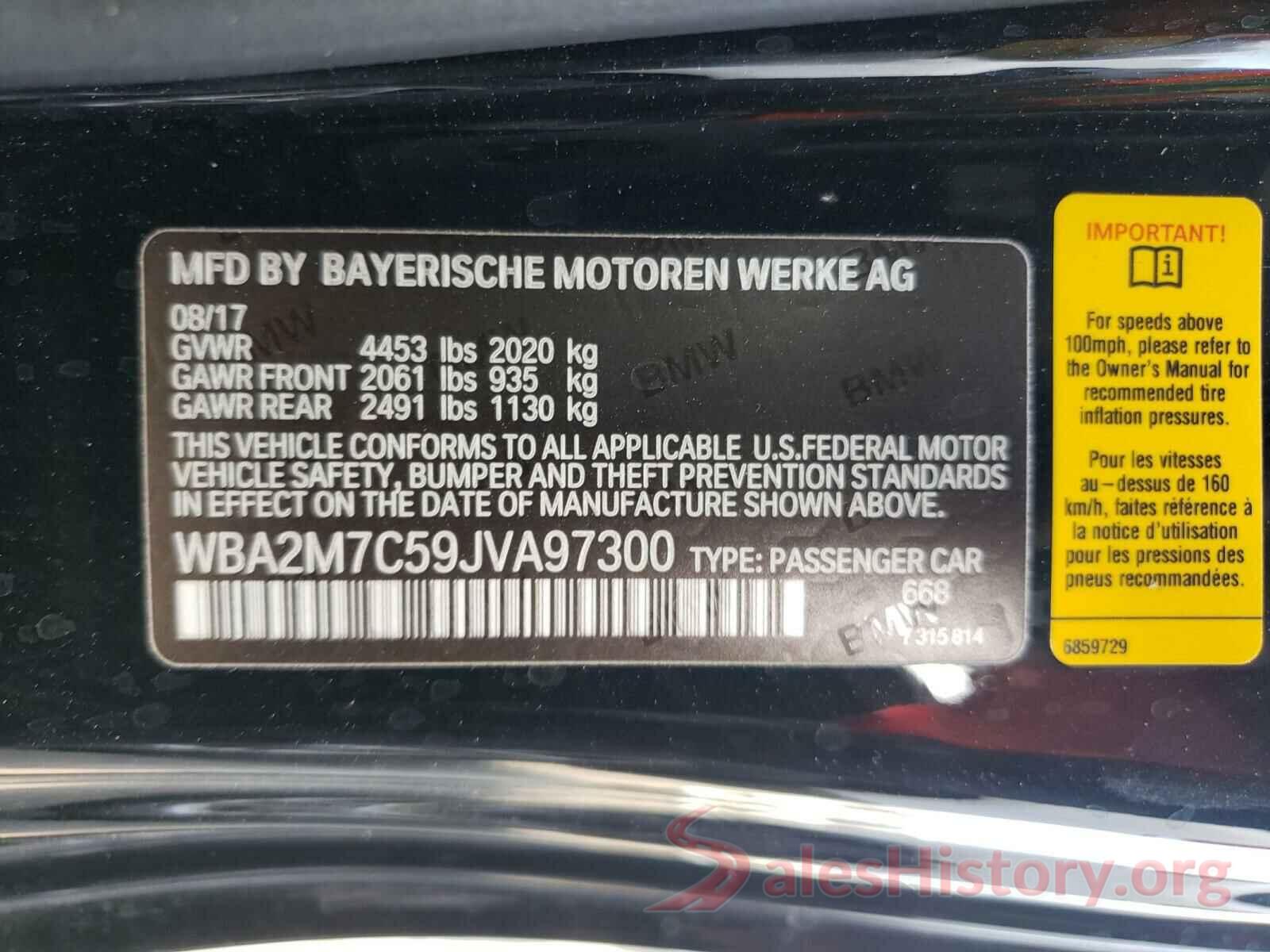 WBA2M7C59JVA97300 2018 BMW 2 SERIES