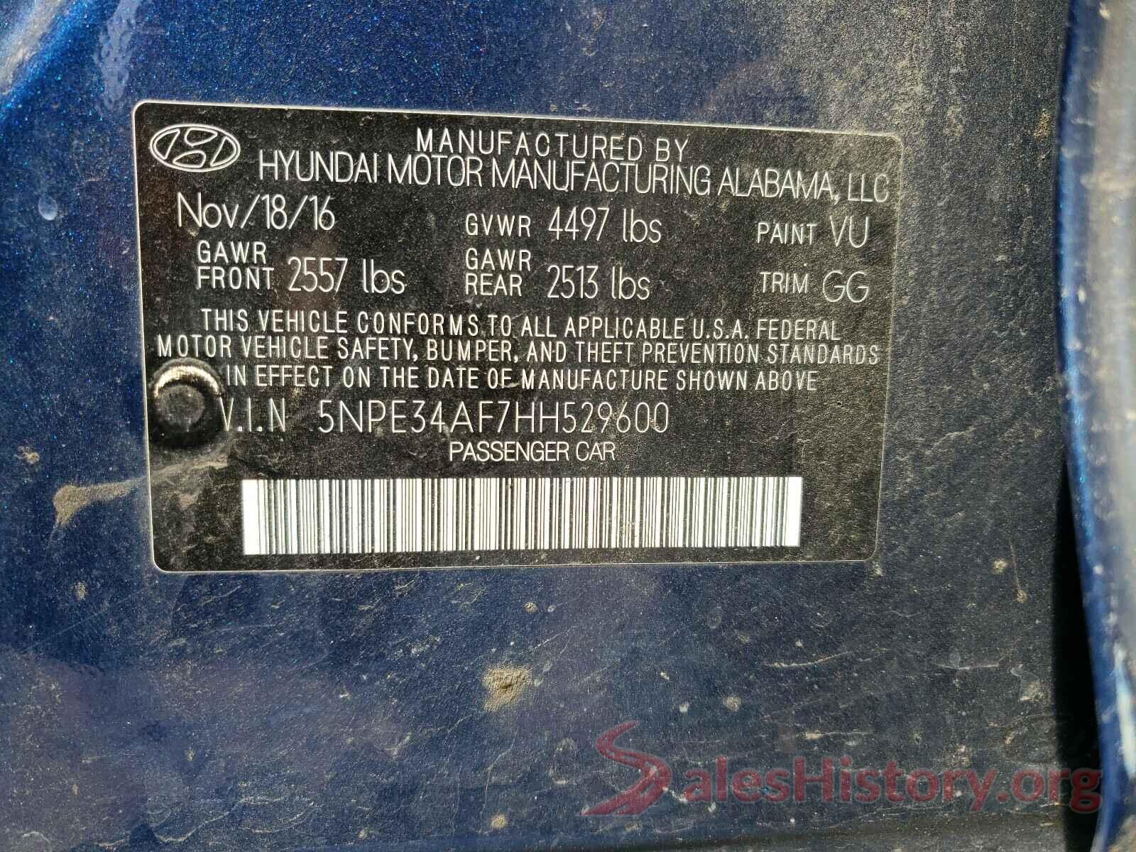 5NPE34AF7HH529600 2017 HYUNDAI SONATA