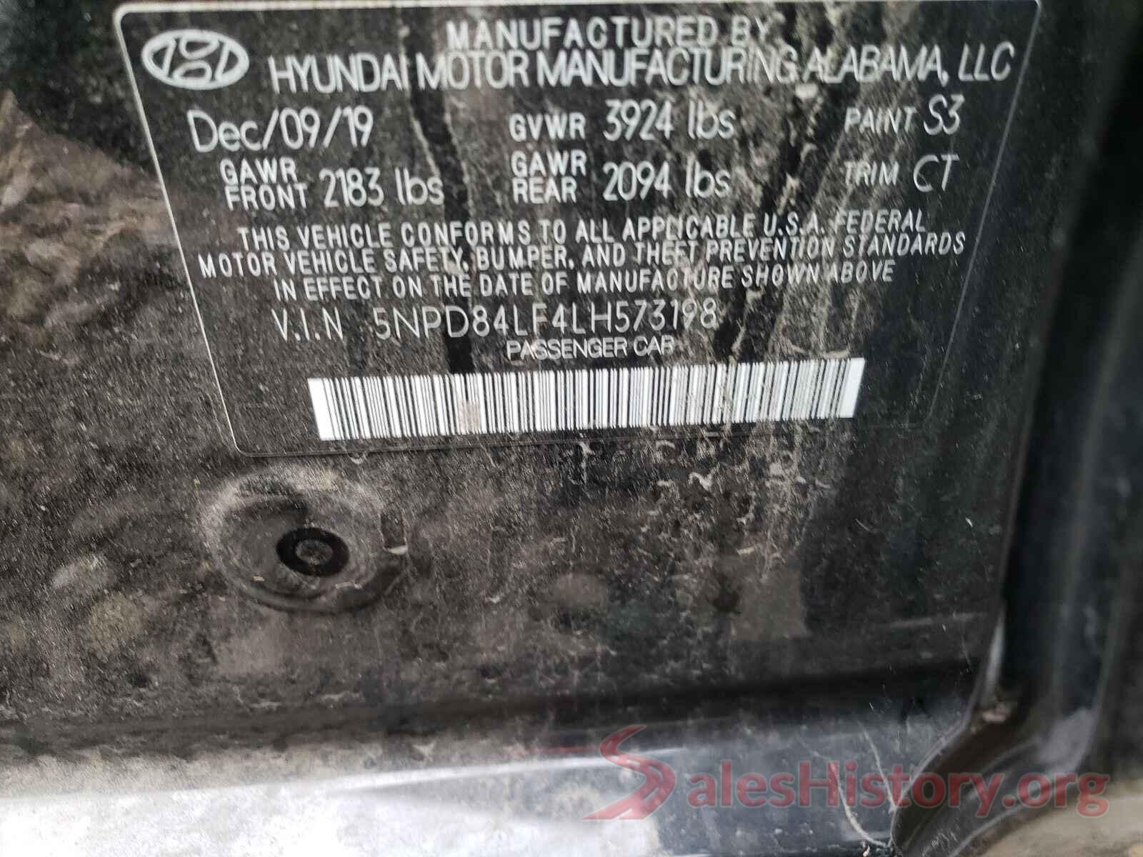 5NPD84LF4LH573198 2020 HYUNDAI ELANTRA