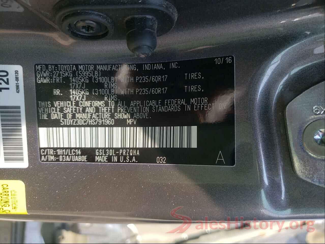 5TDYZ3DC7HS791960 2017 TOYOTA SIENNA