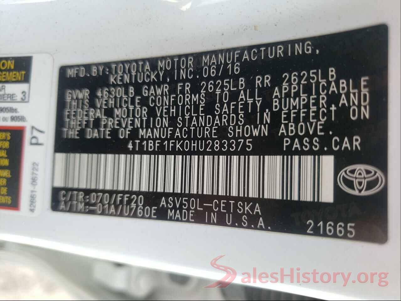 4T1BF1FK0HU283375 2017 TOYOTA CAMRY