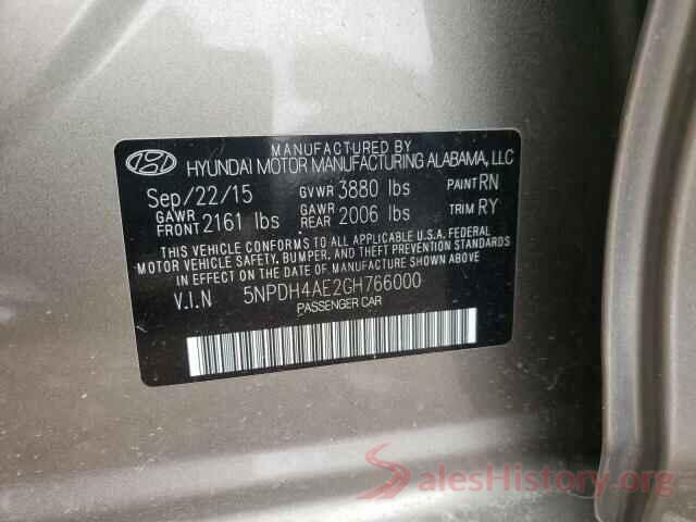 5NPDH4AE2GH766000 2016 HYUNDAI ELANTRA