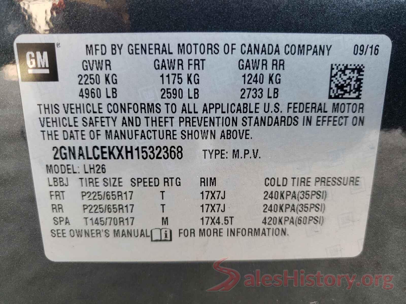 2GNALCEKXH1532368 2017 CHEVROLET EQUINOX