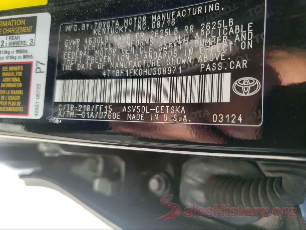 4T1BF1FK0HU308971 2017 TOYOTA CAMRY