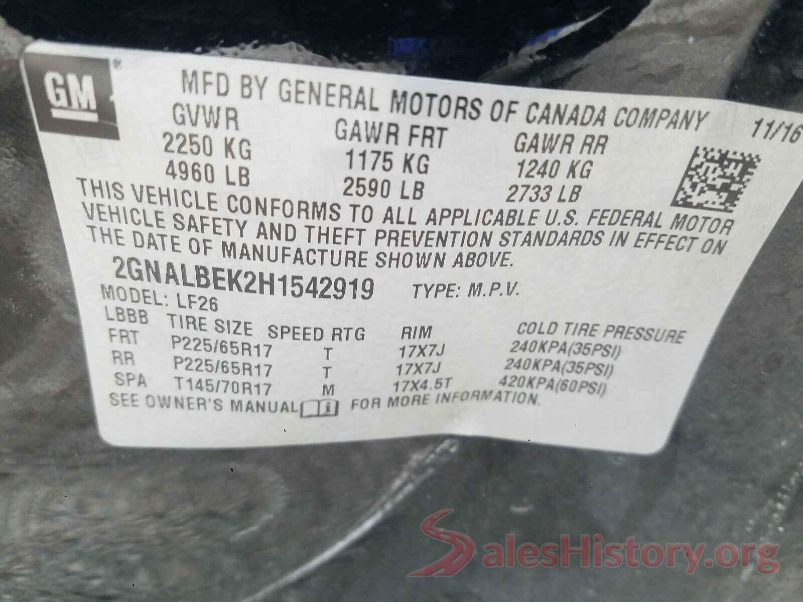 2GNALBEK2H1542919 2017 CHEVROLET EQUINOX