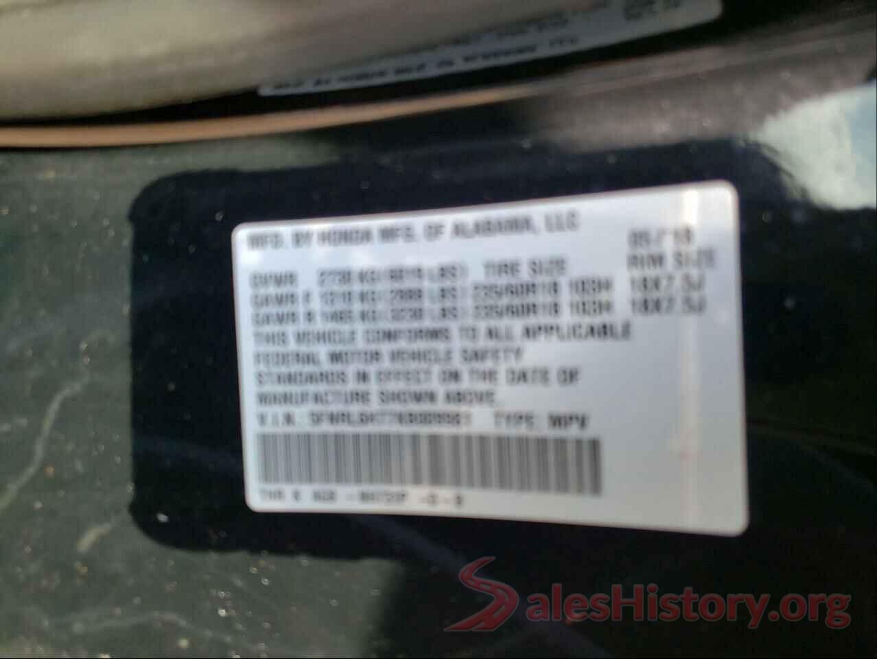 5FNRL6H77KB009981 2019 HONDA ODYSSEY