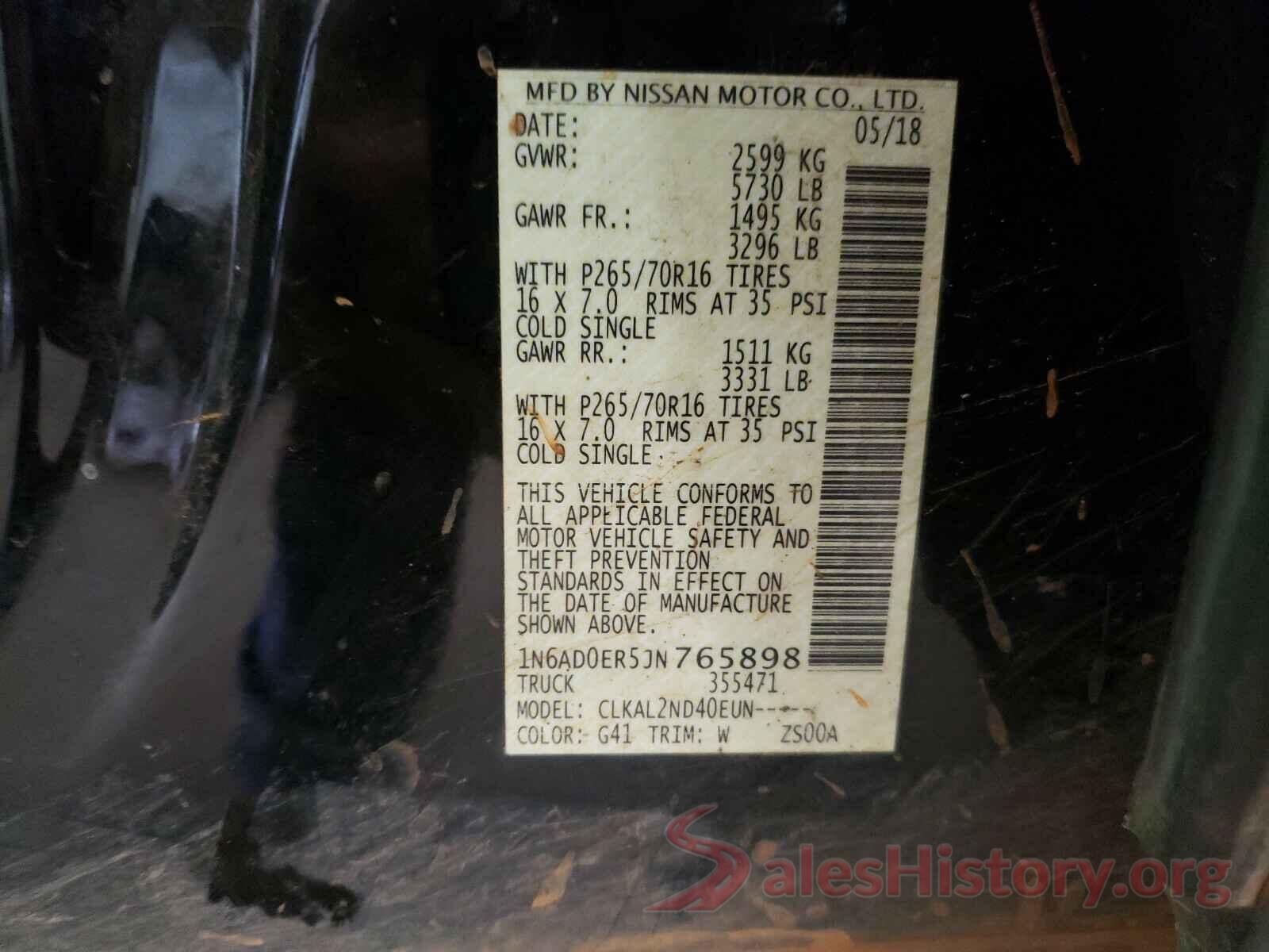 1N6AD0ER5JN765898 2018 NISSAN FRONTIER