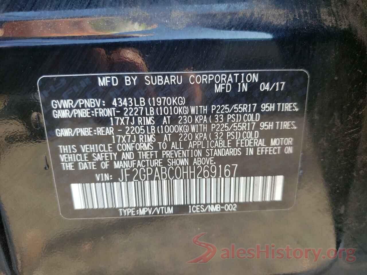 JF2GPABC0HH269167 2017 SUBARU CROSSTREK