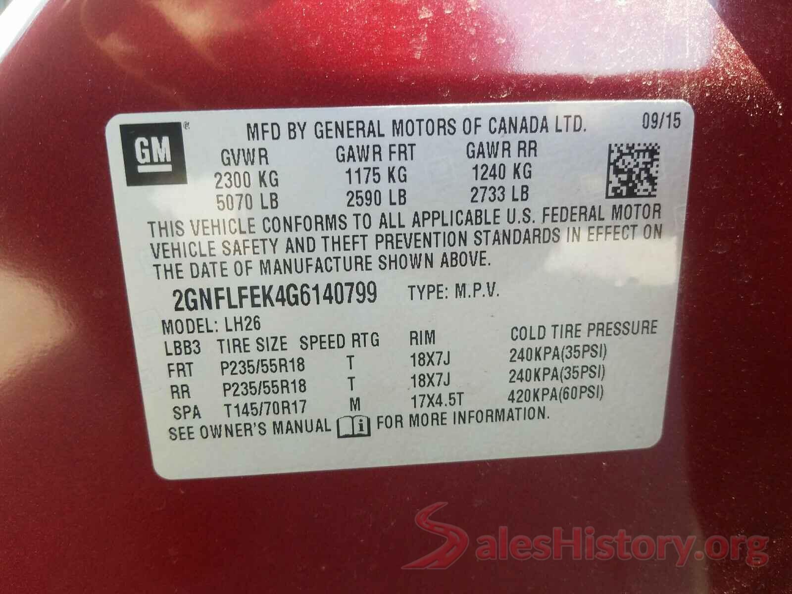 2GNFLFEK4G6140799 2016 CHEVROLET EQUINOX