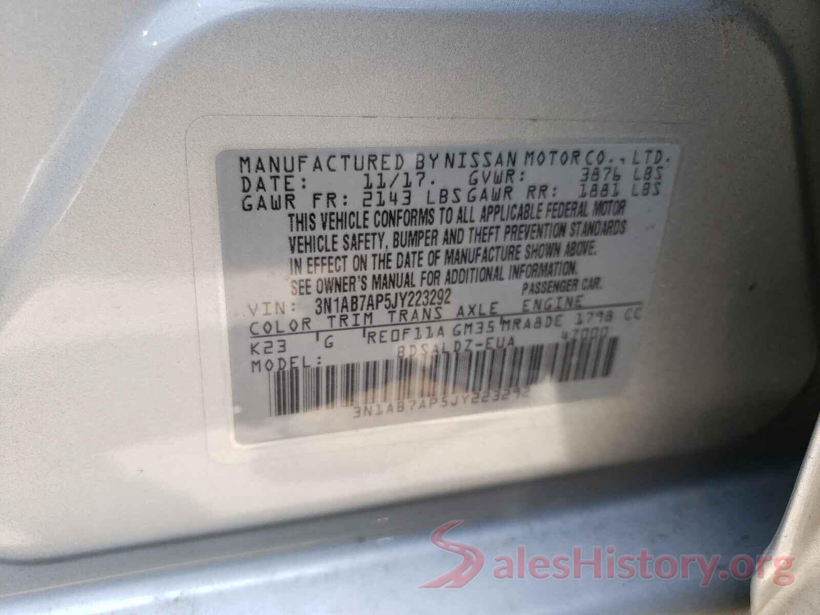 3N1AB7AP5JY223292 2018 NISSAN SENTRA