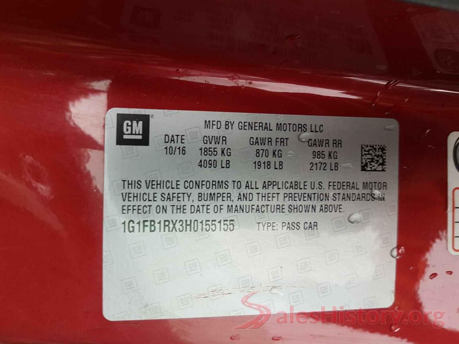 1G1FB1RX3H0155155 2017 CHEVROLET CAMARO