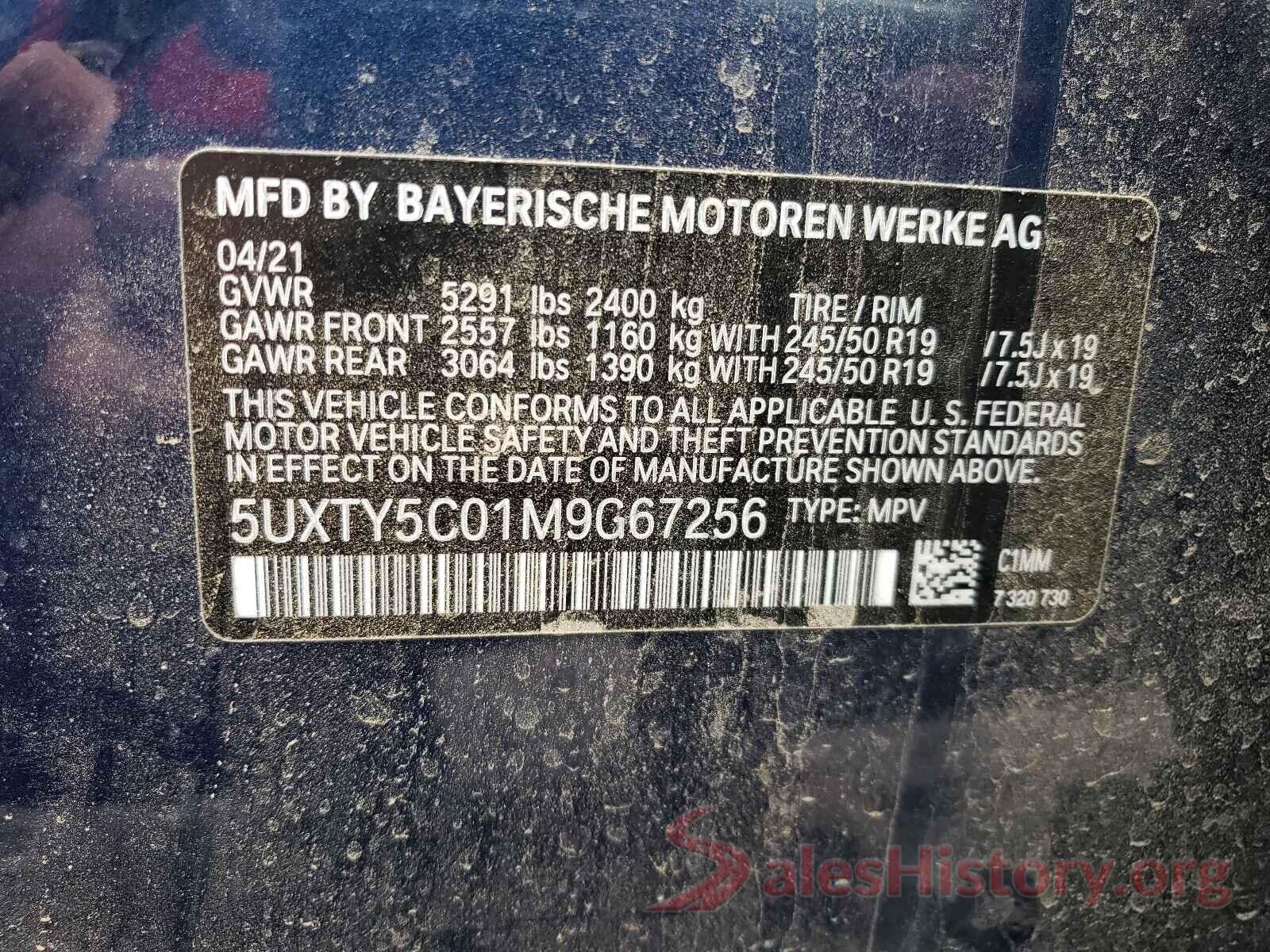 5UXTY5C01M9G67256 2021 BMW X3