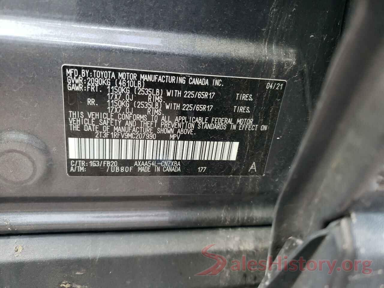 2T3F1RFV9MC207990 2021 TOYOTA RAV4