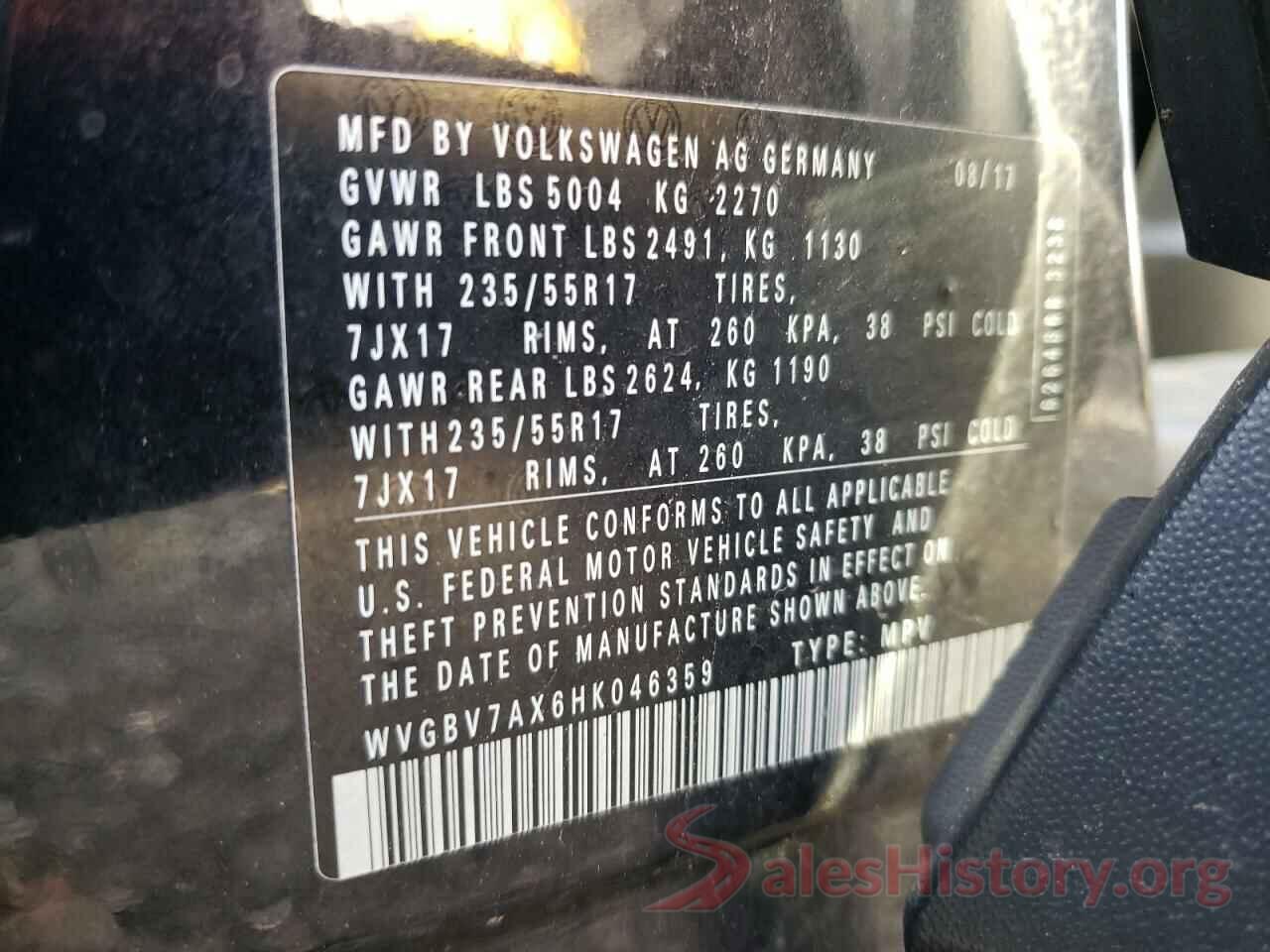 WVGBV7AX6HK046359 2017 VOLKSWAGEN TIGUAN