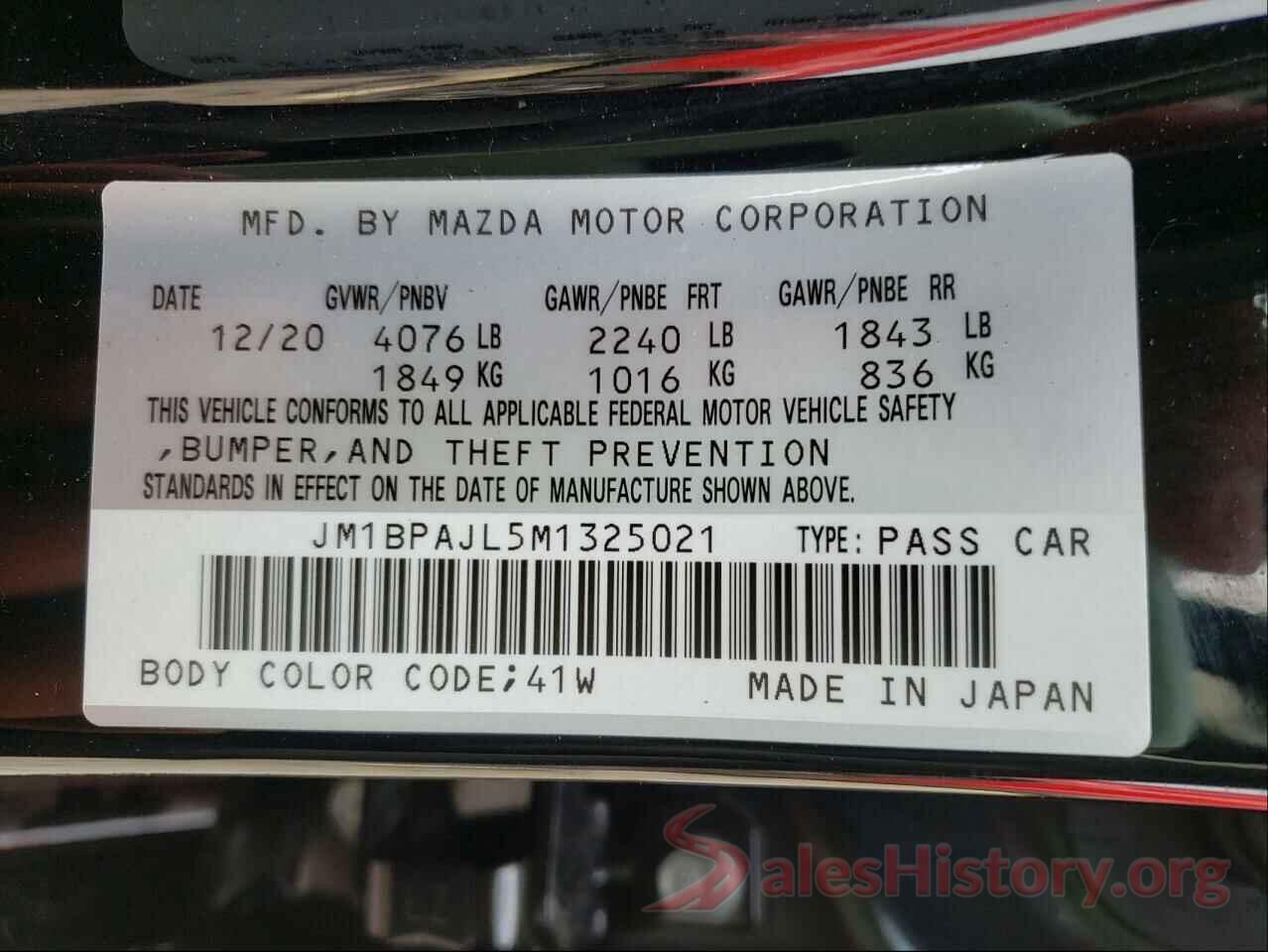 JM1BPAJL5M1325021 2021 MAZDA 3