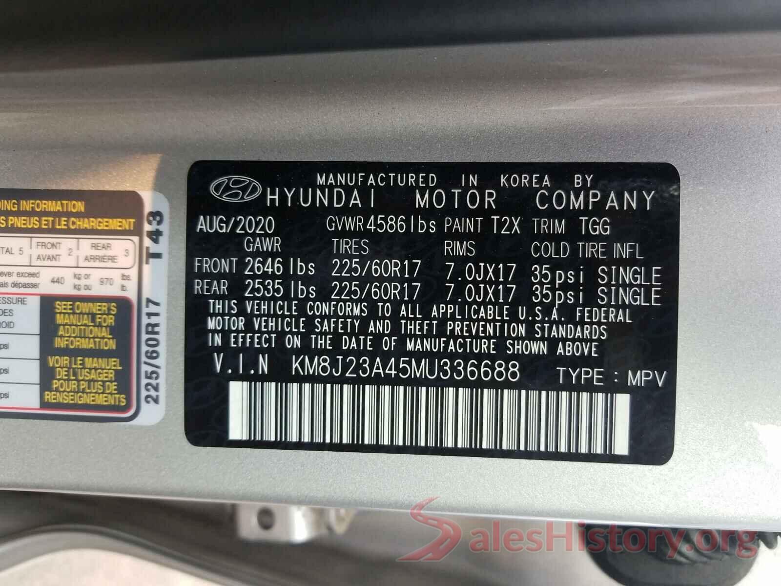 KM8J23A45MU336688 2021 HYUNDAI TUCSON