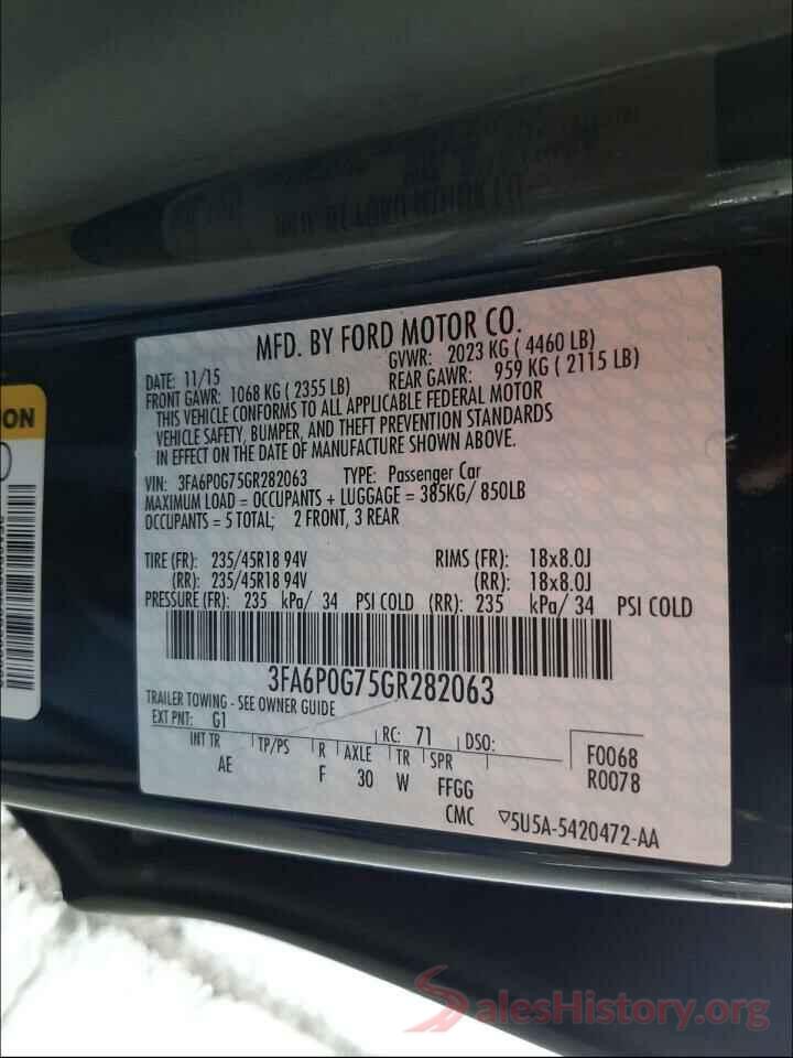 3FA6P0G75GR282063 2016 FORD FUSION