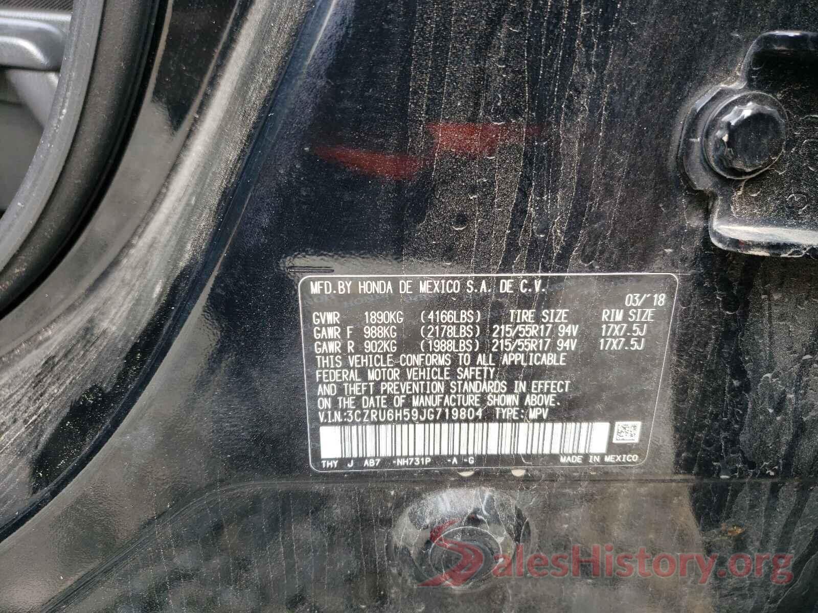 3CZRU6H59JG719804 2018 HONDA HR-V