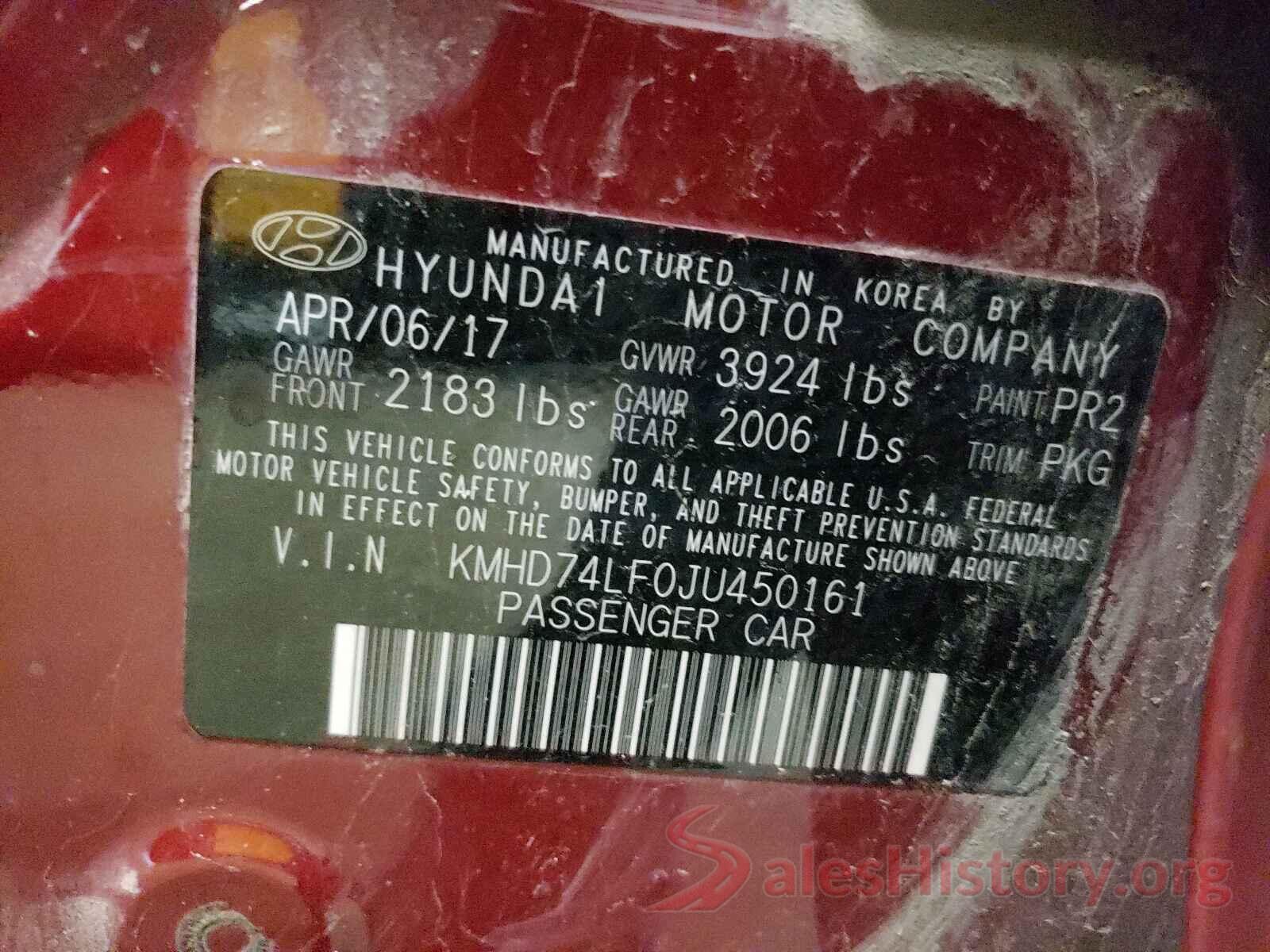 KMHD74LF0JU450161 2018 HYUNDAI ELANTRA