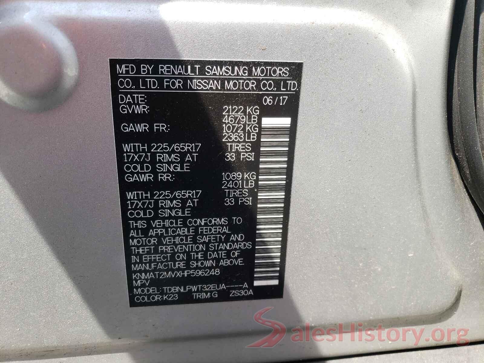 KNMAT2MVXHP596248 2017 NISSAN ROGUE