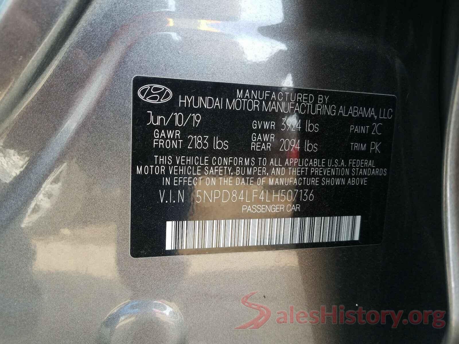 5NPD84LF4LH507136 2020 HYUNDAI ELANTRA