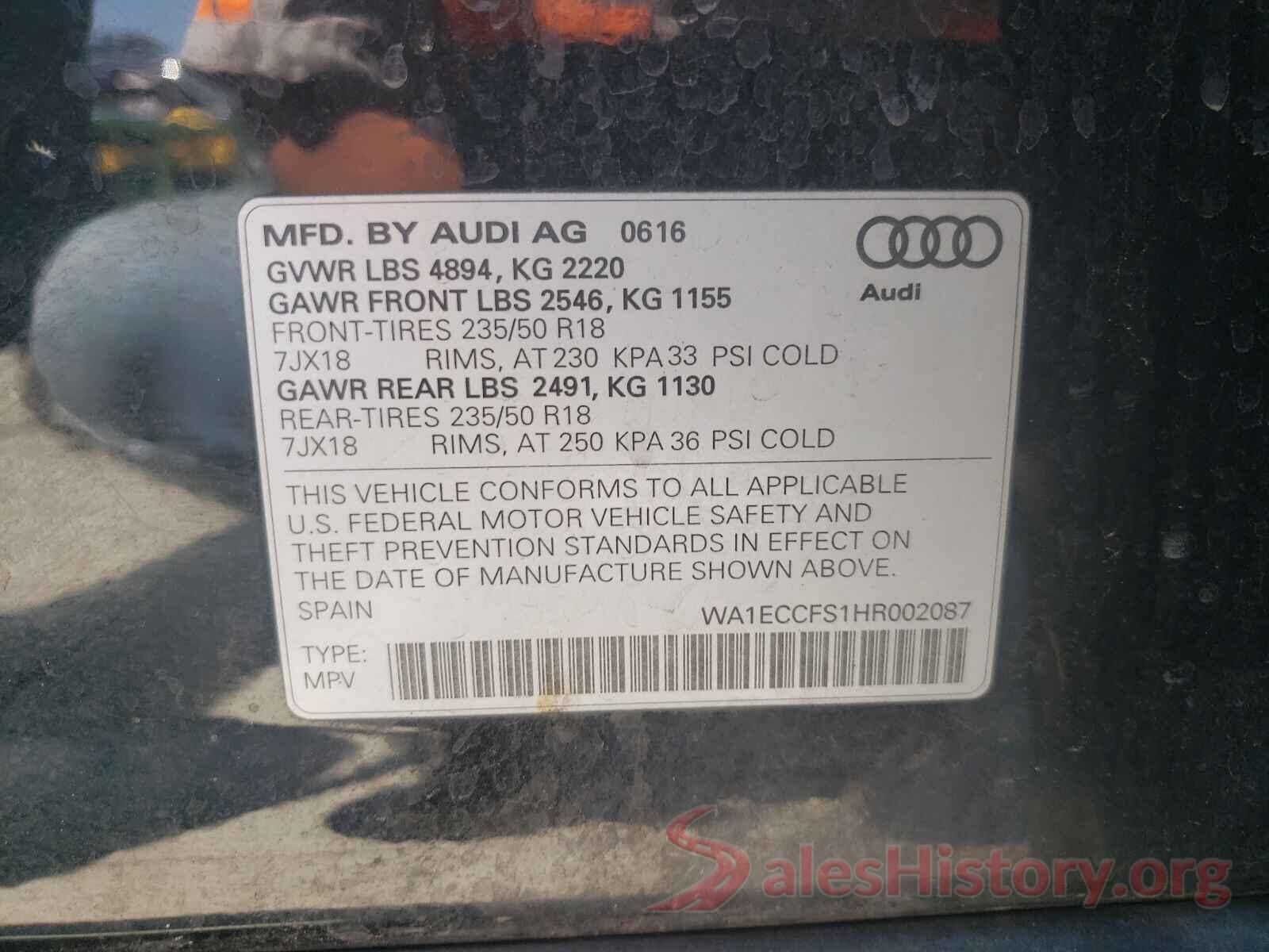 WA1ECCFS1HR002087 2017 AUDI Q3