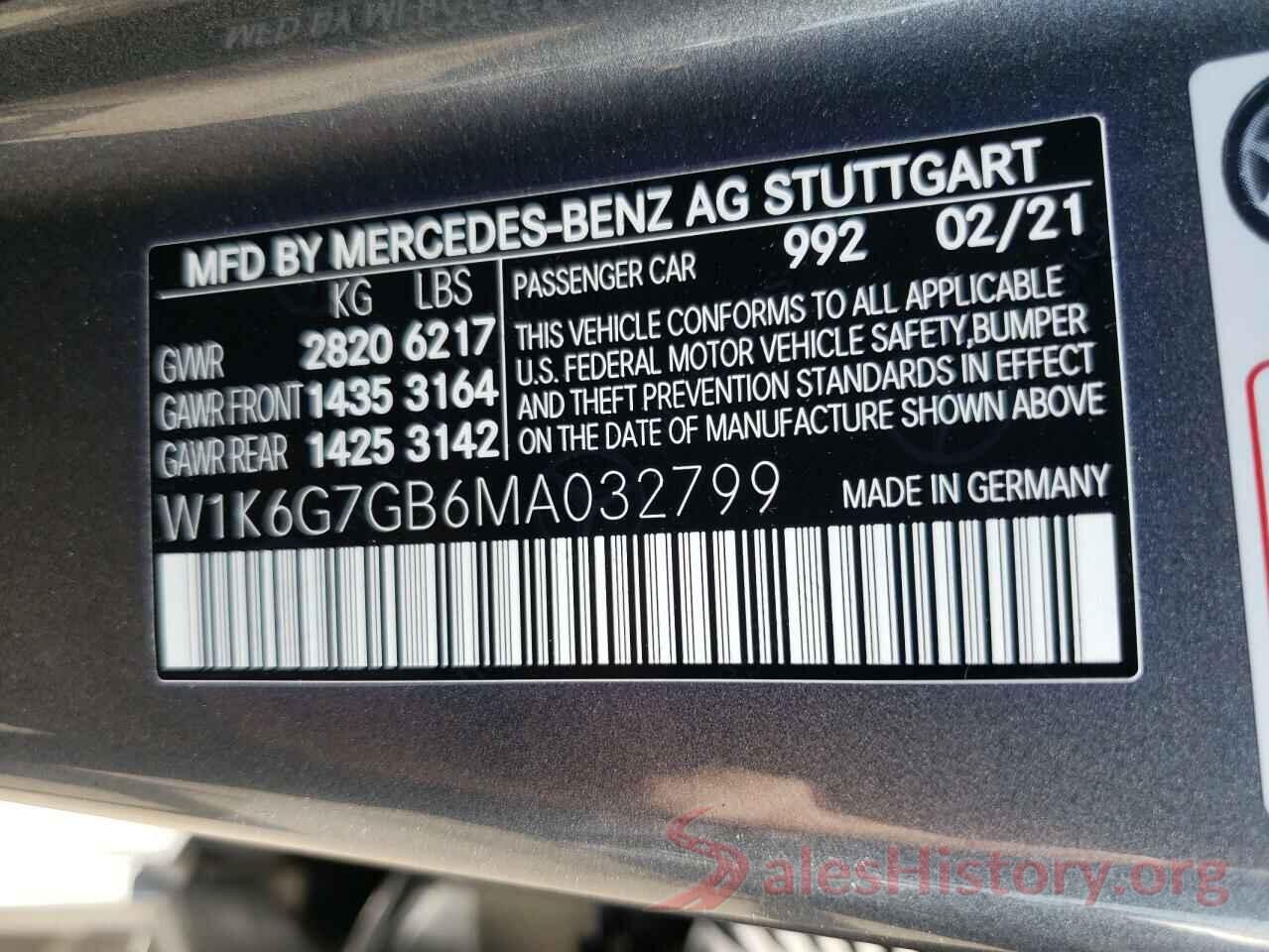 W1K6G7GB6MA032799 2021 MERCEDES-BENZ S-CLASS