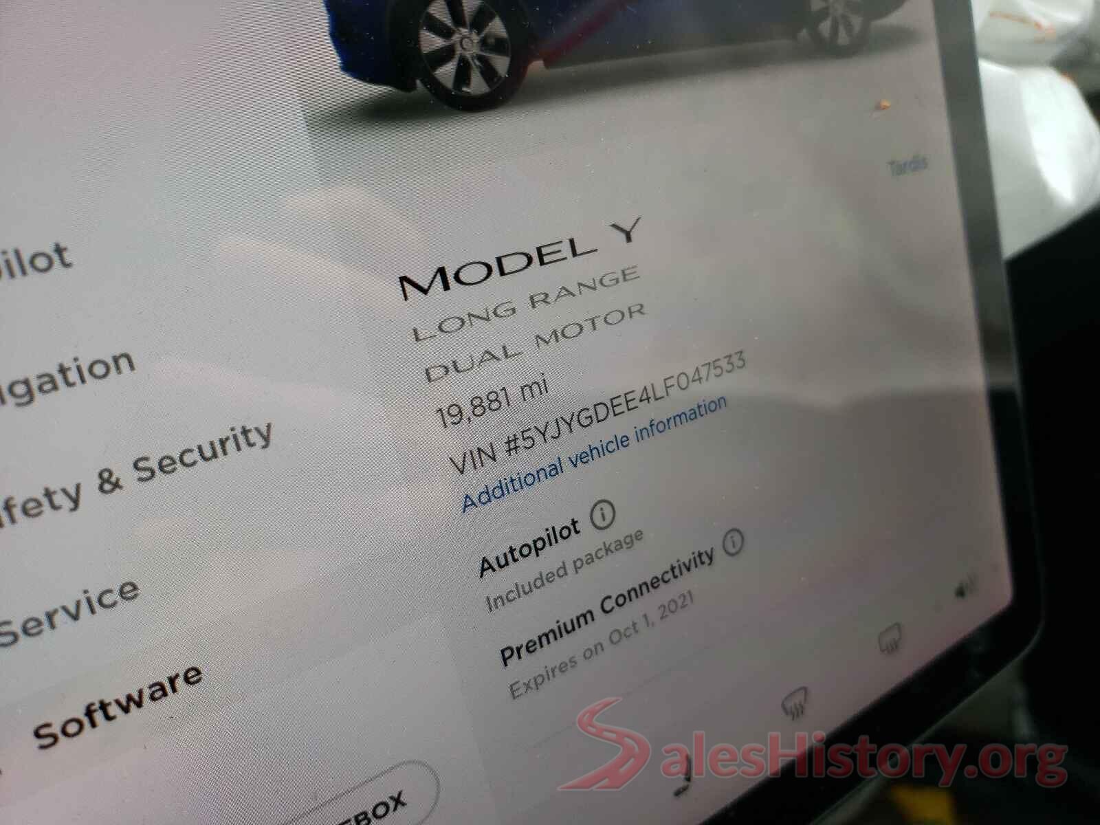 5YJYGDEE4LF047533 2020 TESLA MODEL Y