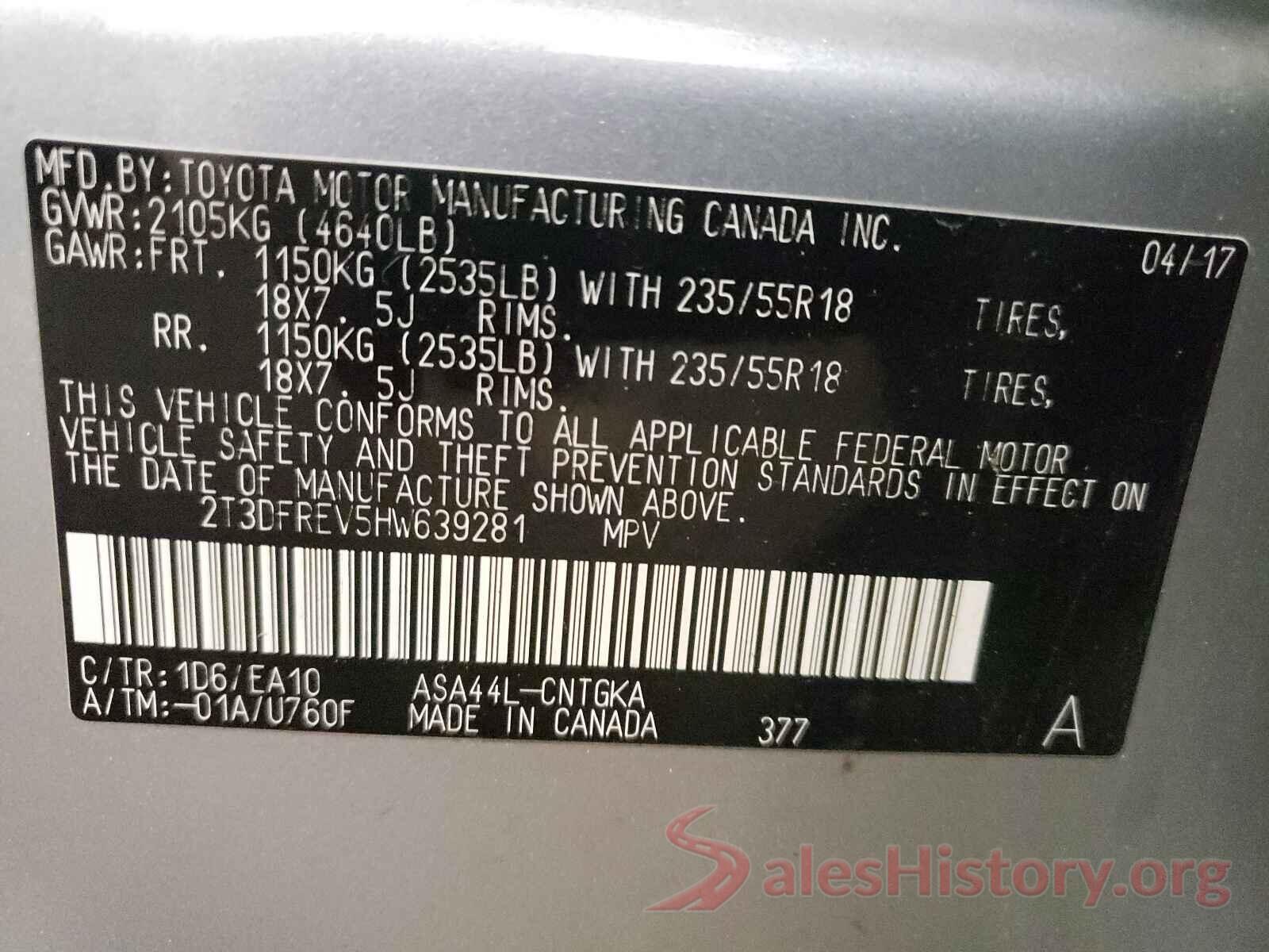 2T3DFREV5HW639281 2017 TOYOTA RAV4