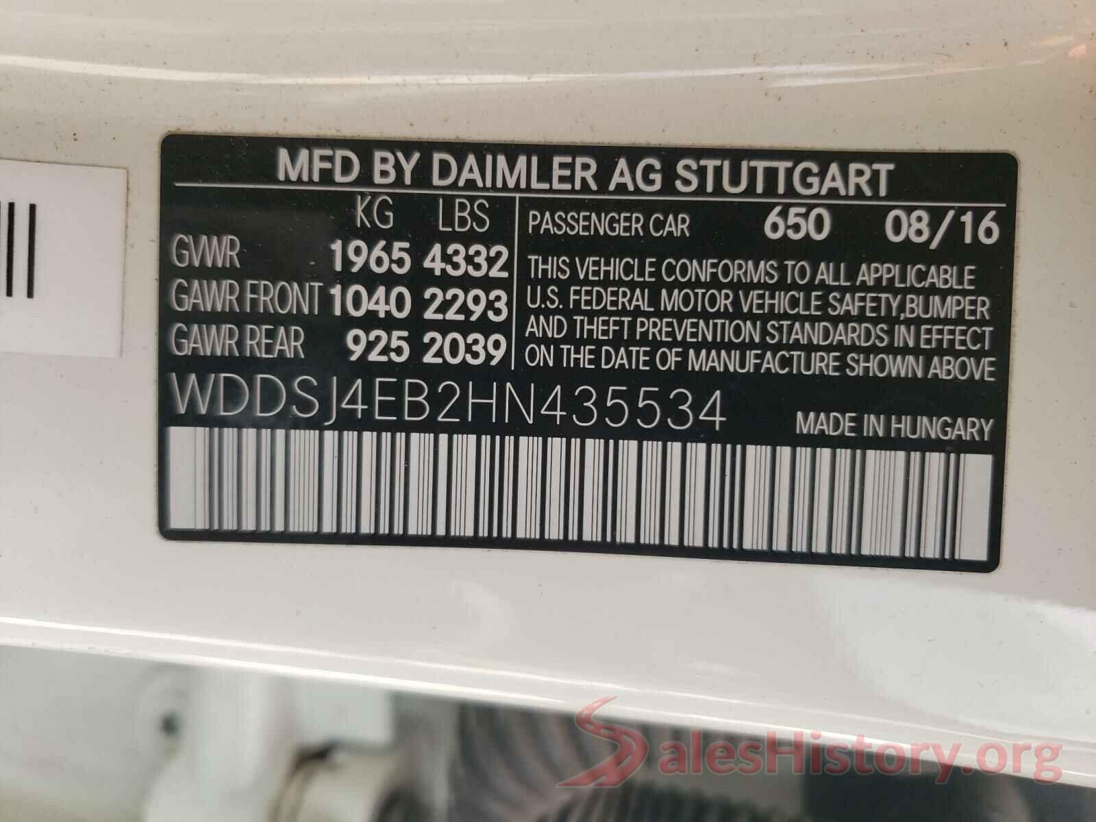 WDDSJ4EB2HN435534 2017 MERCEDES-BENZ CLA-CLASS