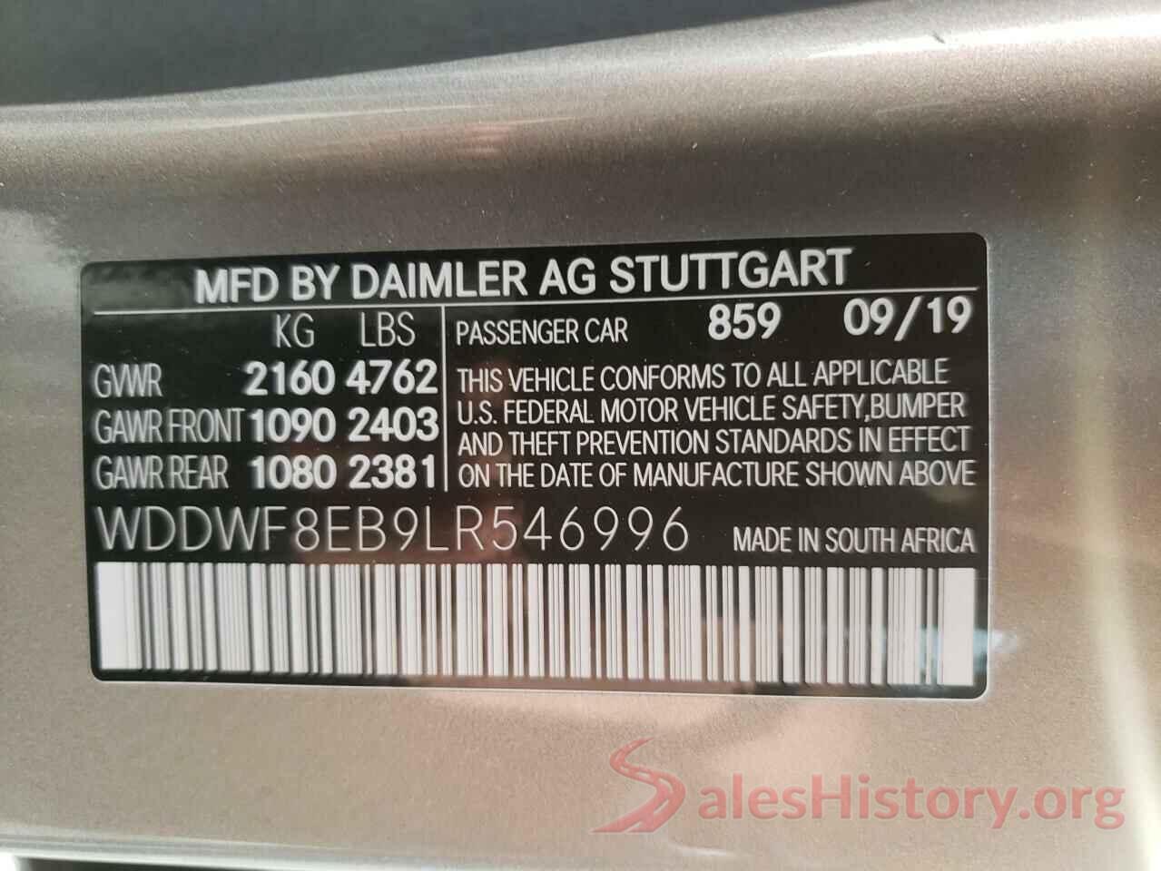 WDDWF8EB9LR546996 2020 MERCEDES-BENZ C-CLASS