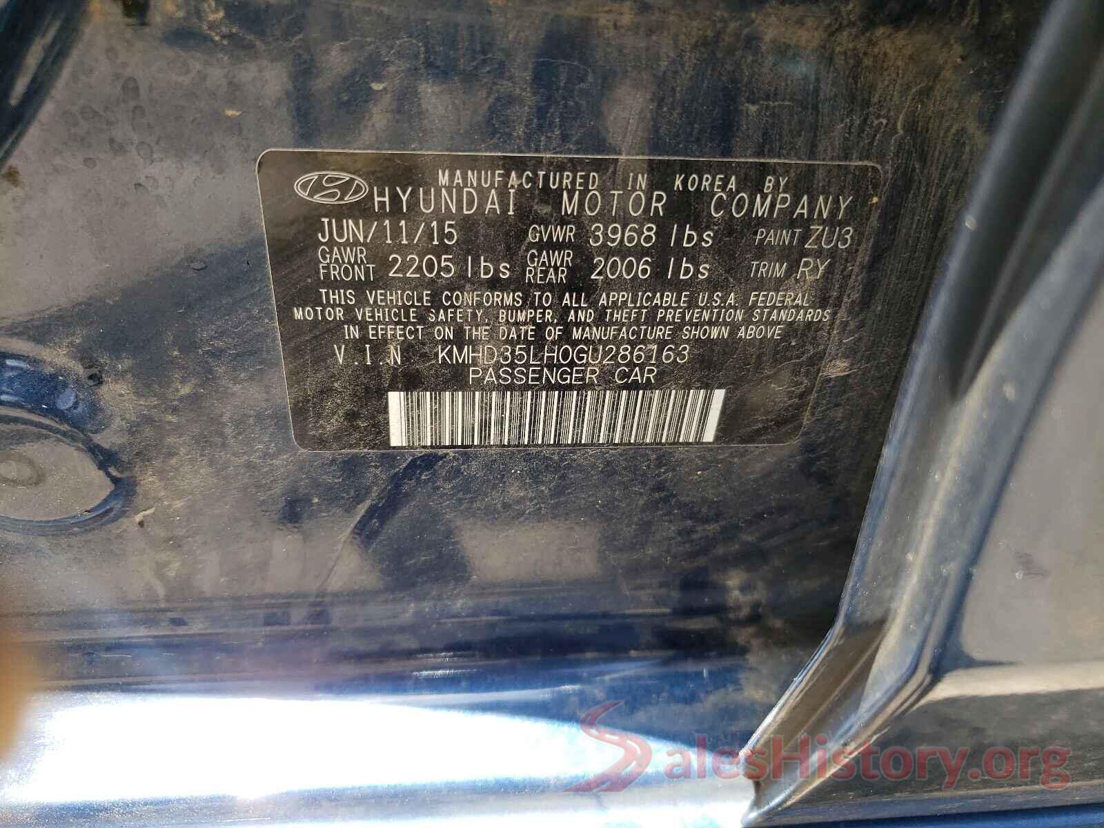 KMHD35LH0GU286163 2016 HYUNDAI ELANTRA