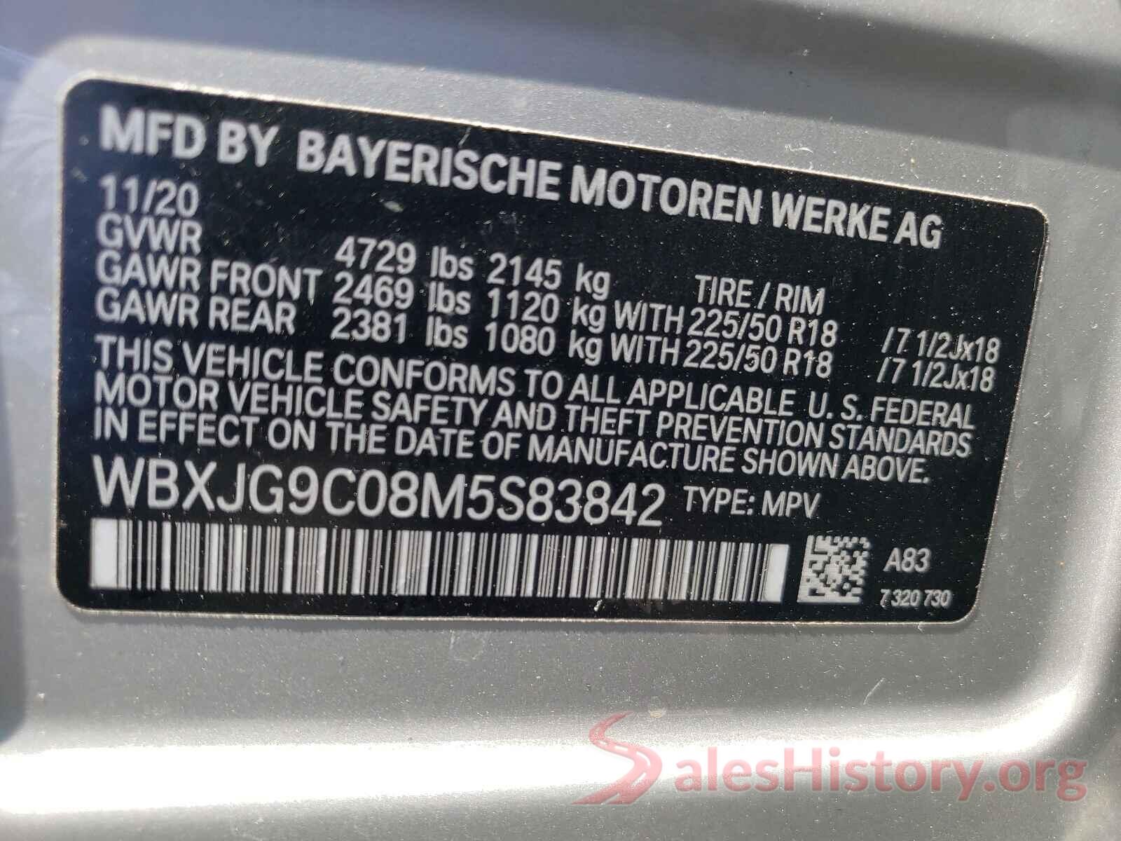 WBXJG9C08M5S83842 2021 BMW X1